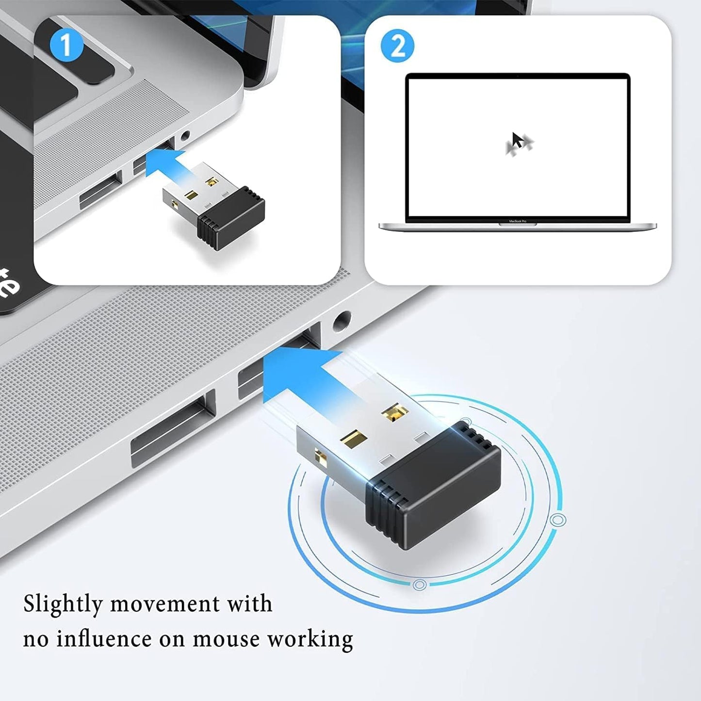 WFB 1 Mouse Jiggler Undetectable Silent Portable USB Mouse Mover Simulator, Auto Random Cursor Movement to Keep