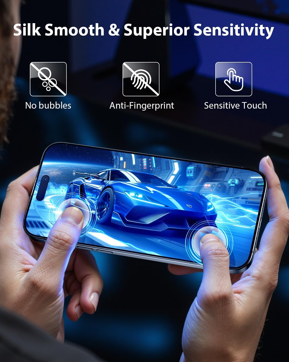 17 3 Pack, [9H+ Mkeke for iPhone Screen Protector Hardness] [Military-Grade Drop Protection] [Sensitive Touch] [Easy