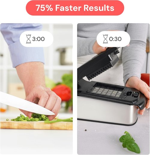 Fullstar Pro Chopper - 9-in-1 Vegetable Chopper & Spiralizer with Container | Kitchen Essential in Stainless Steel Black