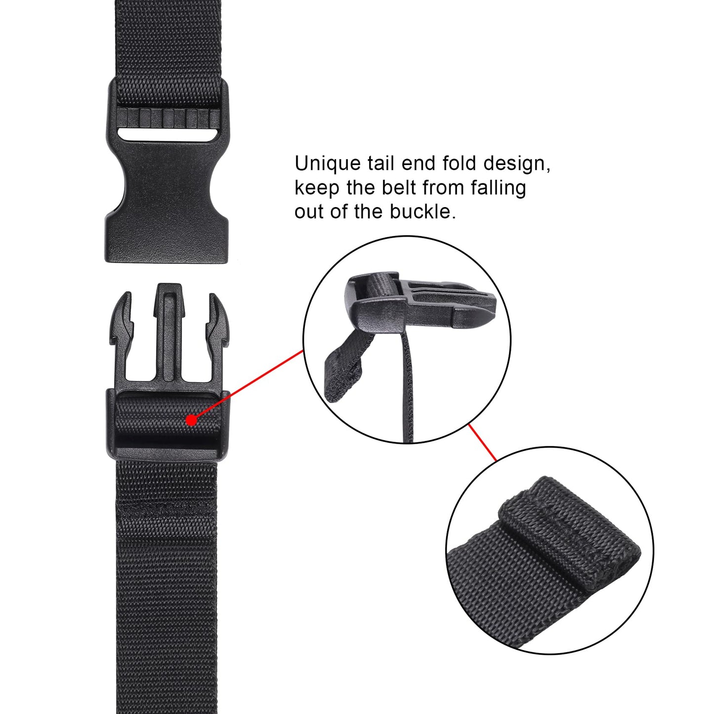 Vigorport Utility Straps Quick Release Nylon Backpack Accessory Bag Strap,Adjustable for Hiking,Travel,Outdoor Sports-4 Pack (Black, 0.75" W-40 L)