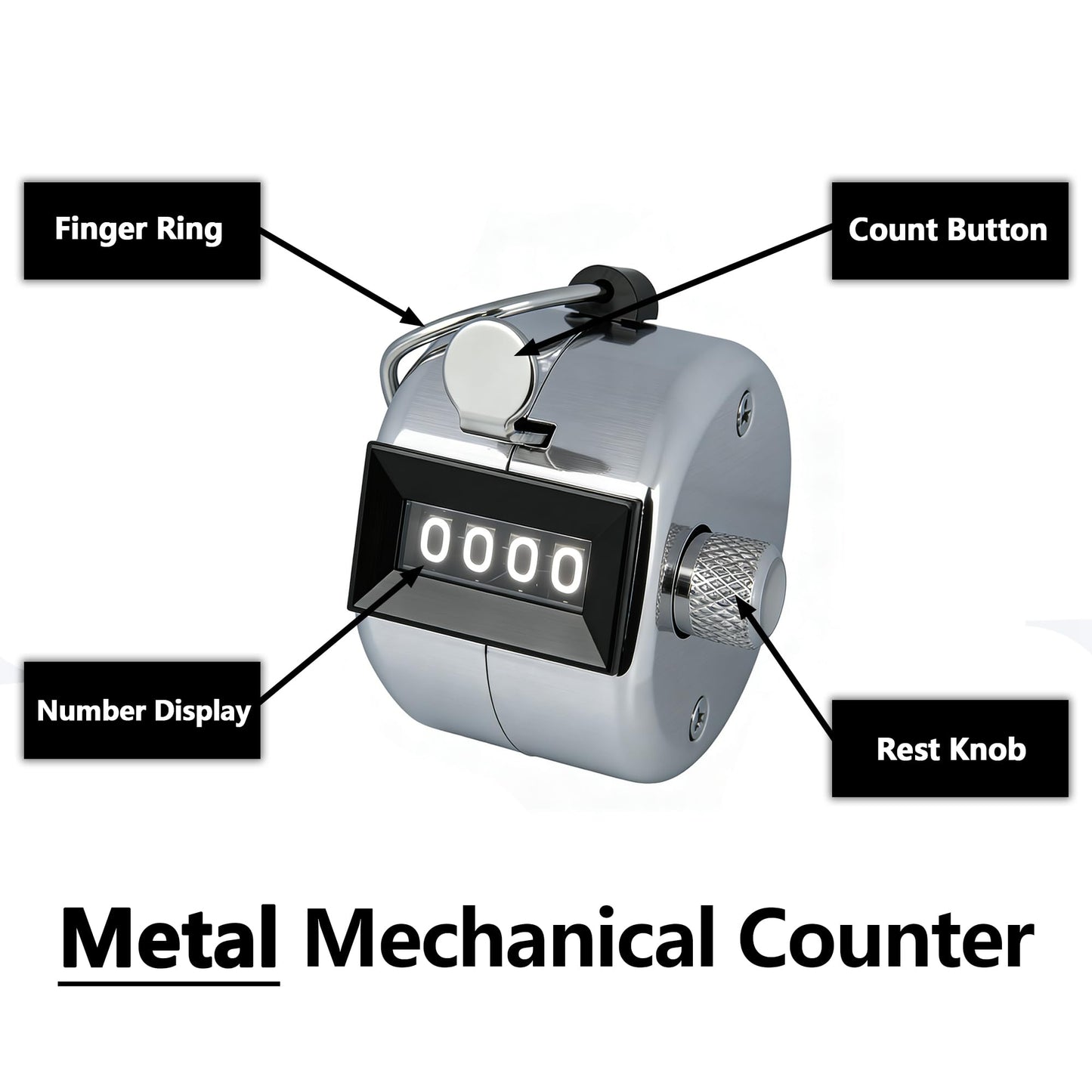 Amble 2 Pack Tally Clicker Counter, Metal Case Mechanical Clicker Digital Handheld Tally Counter with Nylon Lanyard