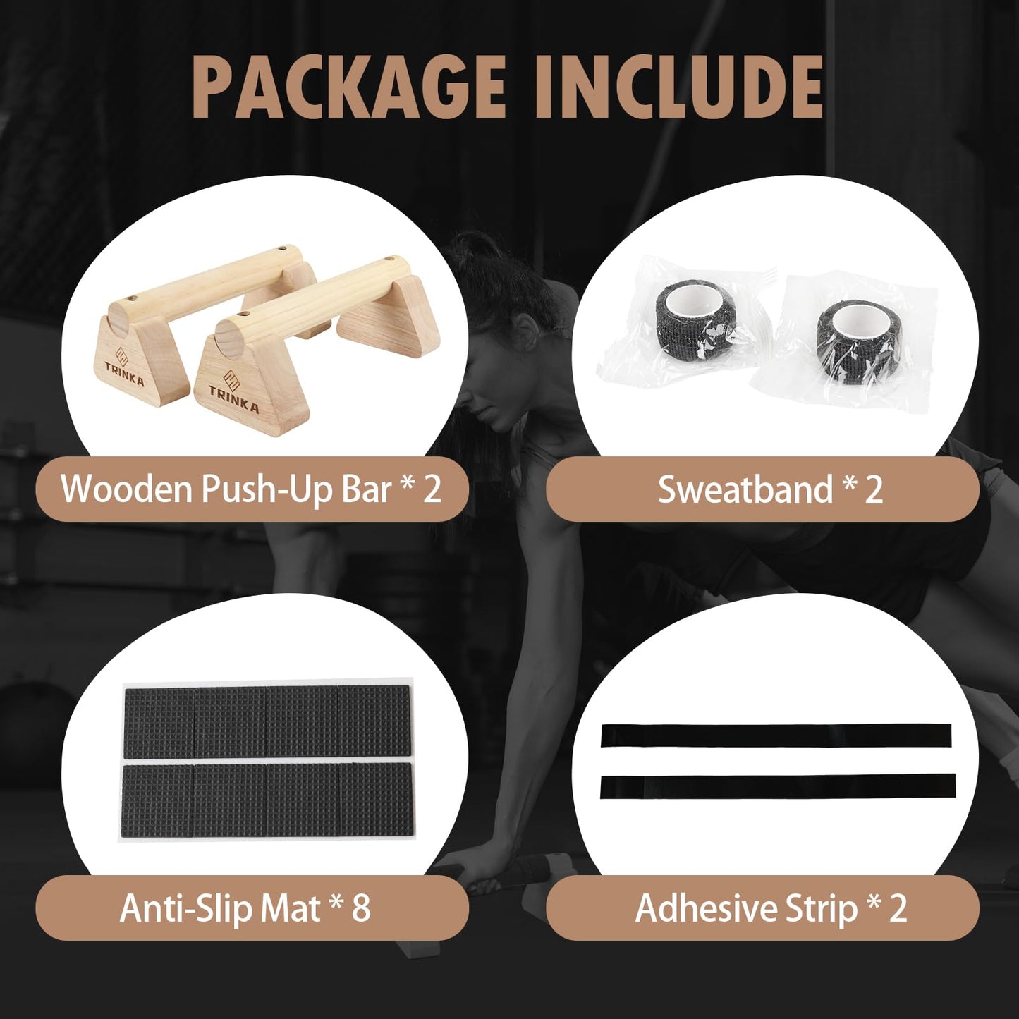 Wooden Parallettes Push Up Bars, 2 PCS Wood Calisthenics Bars with Non-Slip Base, 20CM Pushup Handles for Home Fitness, Workout Equipment for Men and Women Strength Training