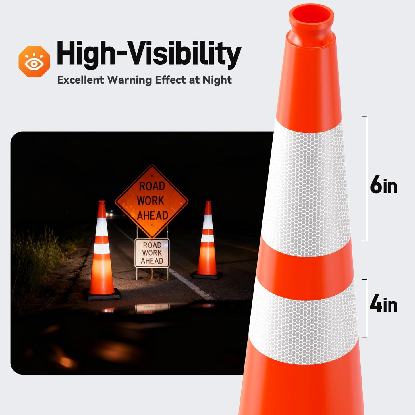 HiGiant 36 Inch Traffic Cones 5 Pack, Orange Safety Cone with Weighted Base, High-Visibility and Impact-Resistant, for Parking, Road Construction, Drivers Training, Driveway