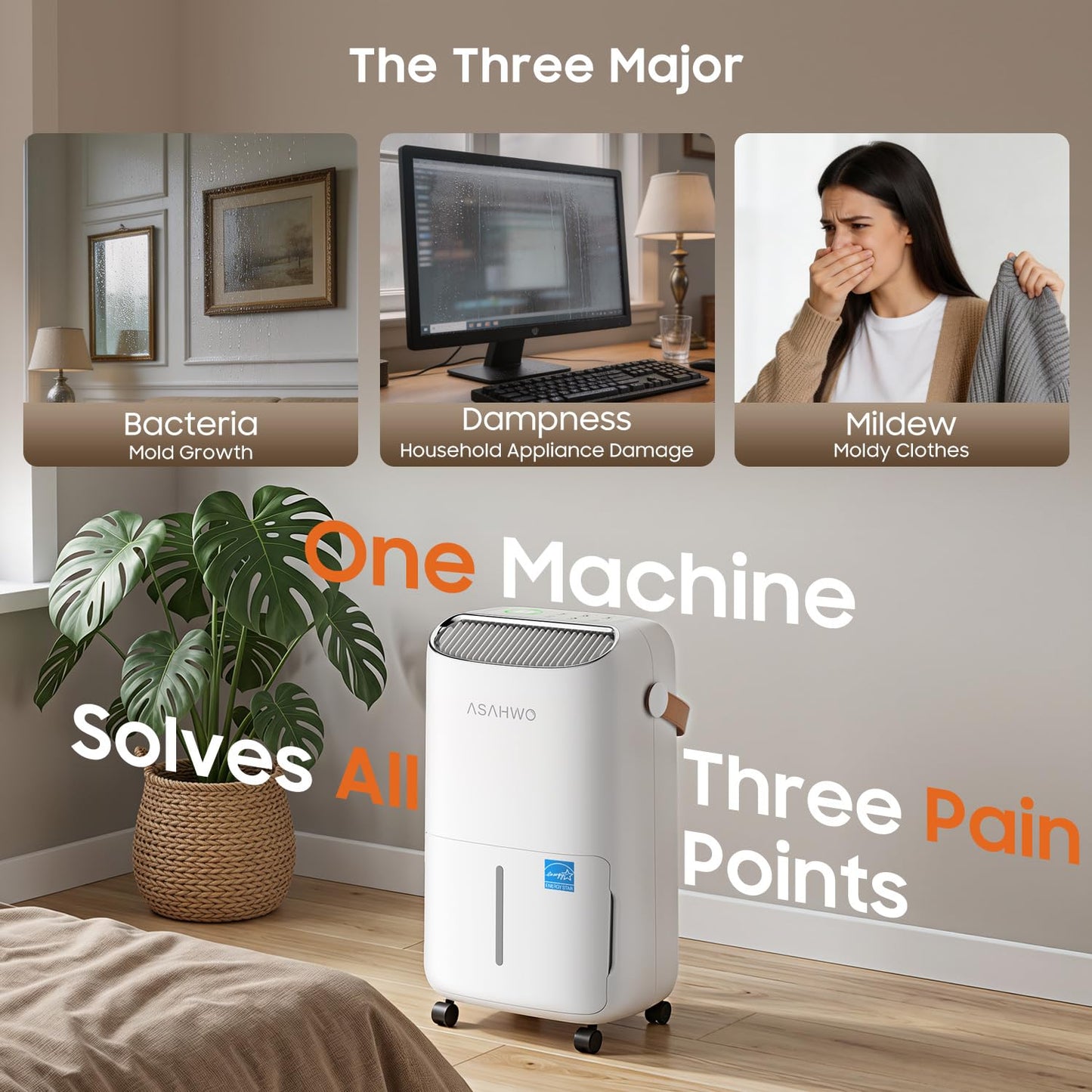 45 Pint 2025 Energy Star Dehumidifier for Spaces up to 4500 Sq.Ft for Basement and Home, Compressor Dehumidifier with Drain Hose,Large Room,Bedroom,Home,Bathroom