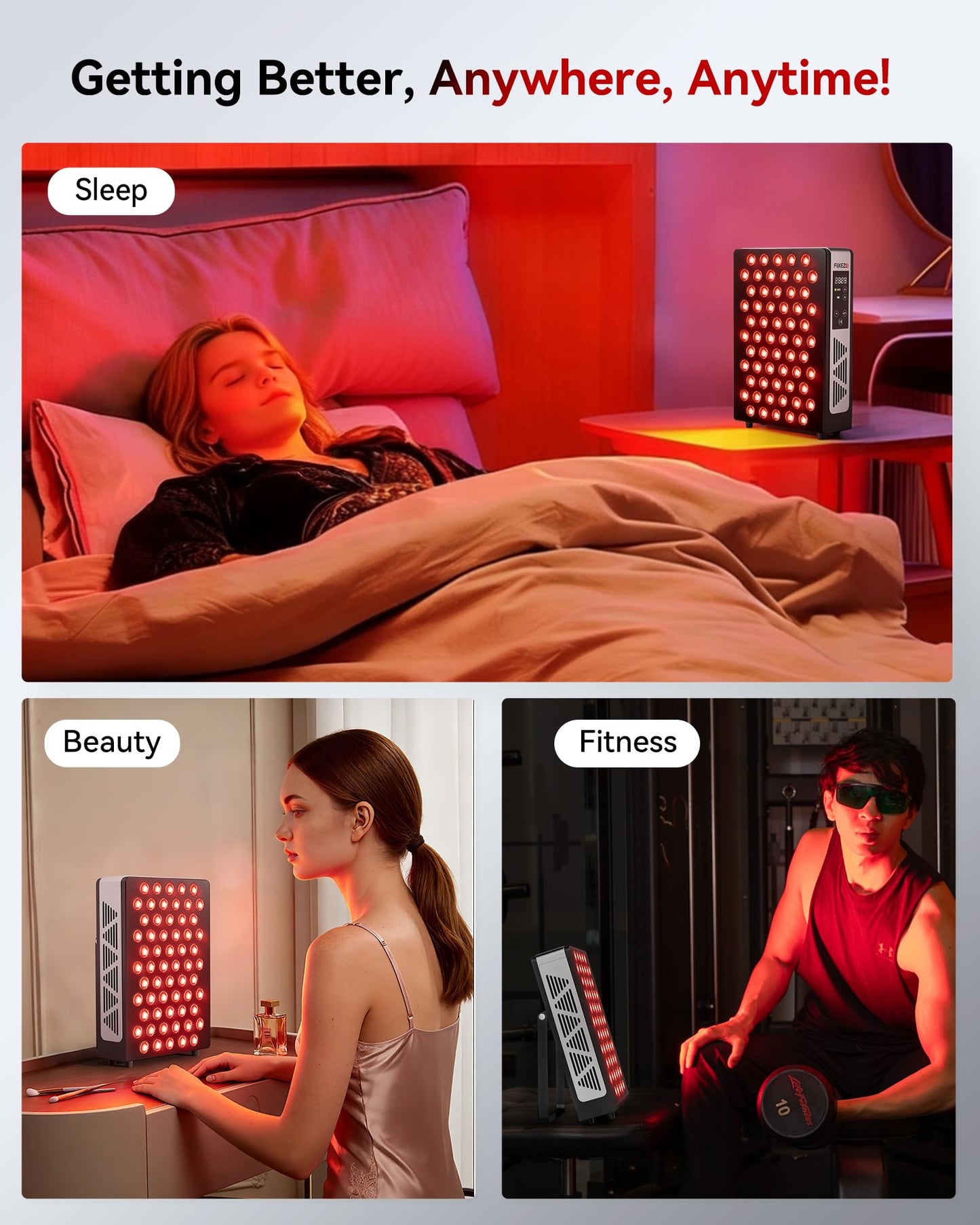 FLIKEZE 2026 Upgraded Red Light Therapy for Body Face, Dual Chip 660nm 850nm Red Light Panel with 3 Modes, Dimmable & Timer, Infrared Light Therapy for Home Office Gym, Basic 60 LEDs