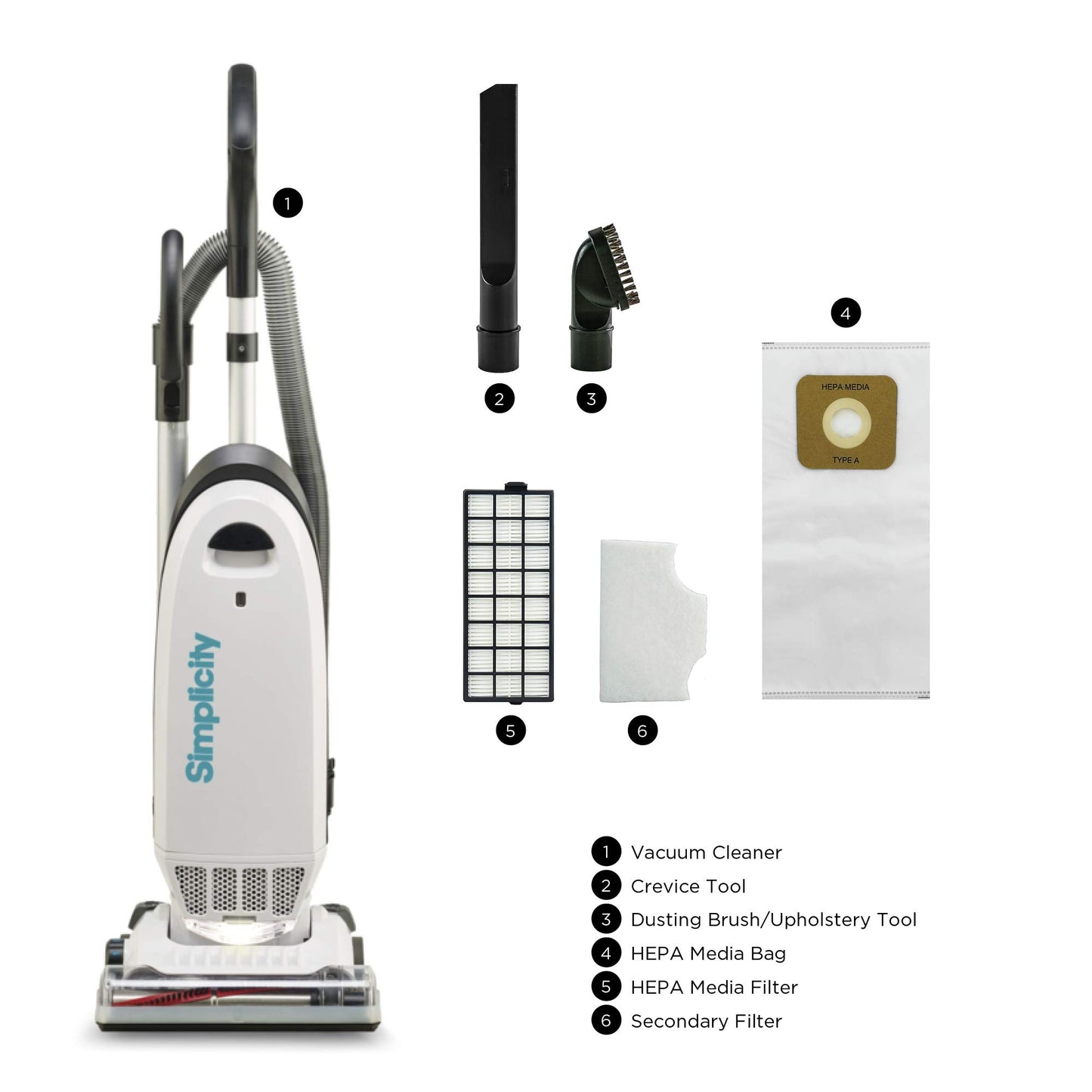 Simplicity Vacuums Allergy Bagged Vacuum Cleaners for Home, Carpet, Rugs, and Hardwood, Multi Surface Upright Vacuum Cleaner with Certified HEPA Vacuum, Pet Vacuum, S20EZM