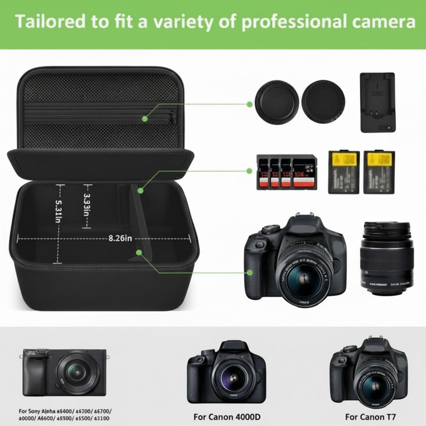 T7 T100 4000D/ a6400 a6100 a6300 a6600 a6700, ALKOO Camera Bag Camera Case for Canon EOS Rebel for Sony Travel DSLR