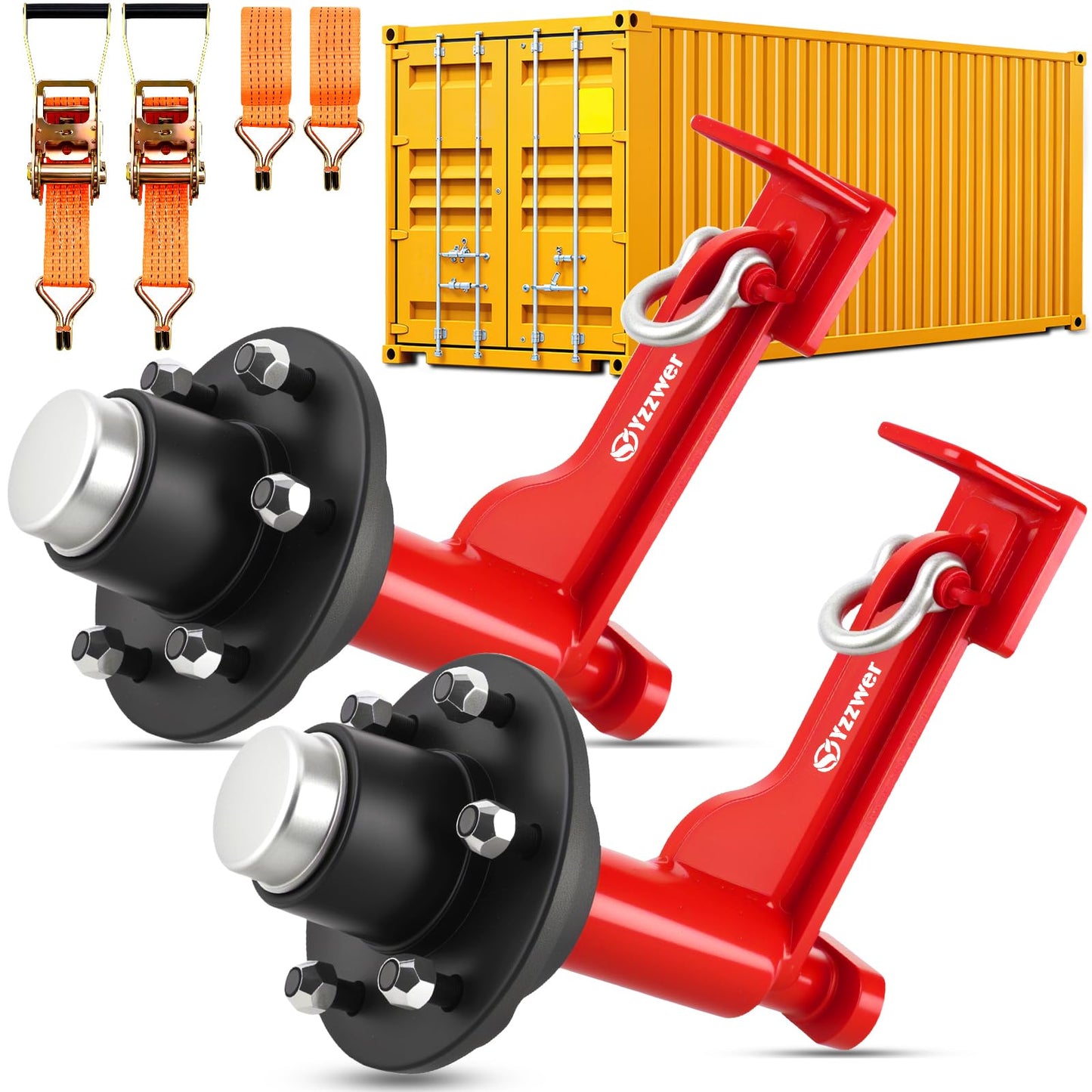 Yzzwer Shipping-Container Wheels Kit Accessories - Upgrade 6-Lug Heavy Duty Shipping Container Axle Wheels for Moving 20ft - 40ft Container 2 Pack