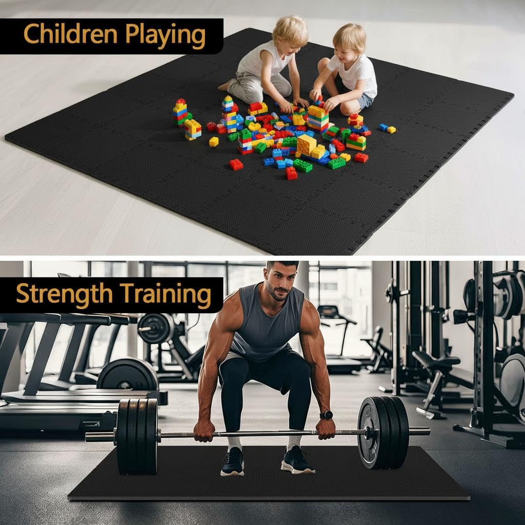 Home Workout 12 "× 12" Interlocking Gym Foam Tiles, 20 Tiles Non-Slip & Noise Reduction Home Gym Flooring Mats, Foam Tiles for Floor, Indoor Fitness Strength Training, Yoga, Easy to Store