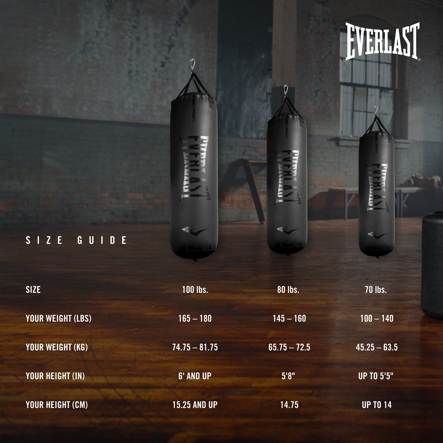 Everlast Elite 2 Heavy Bag (80 LB) with Wood Beam Heavy Punching Bag Hanger, Durable Boxing Heavy Bag for Home Training