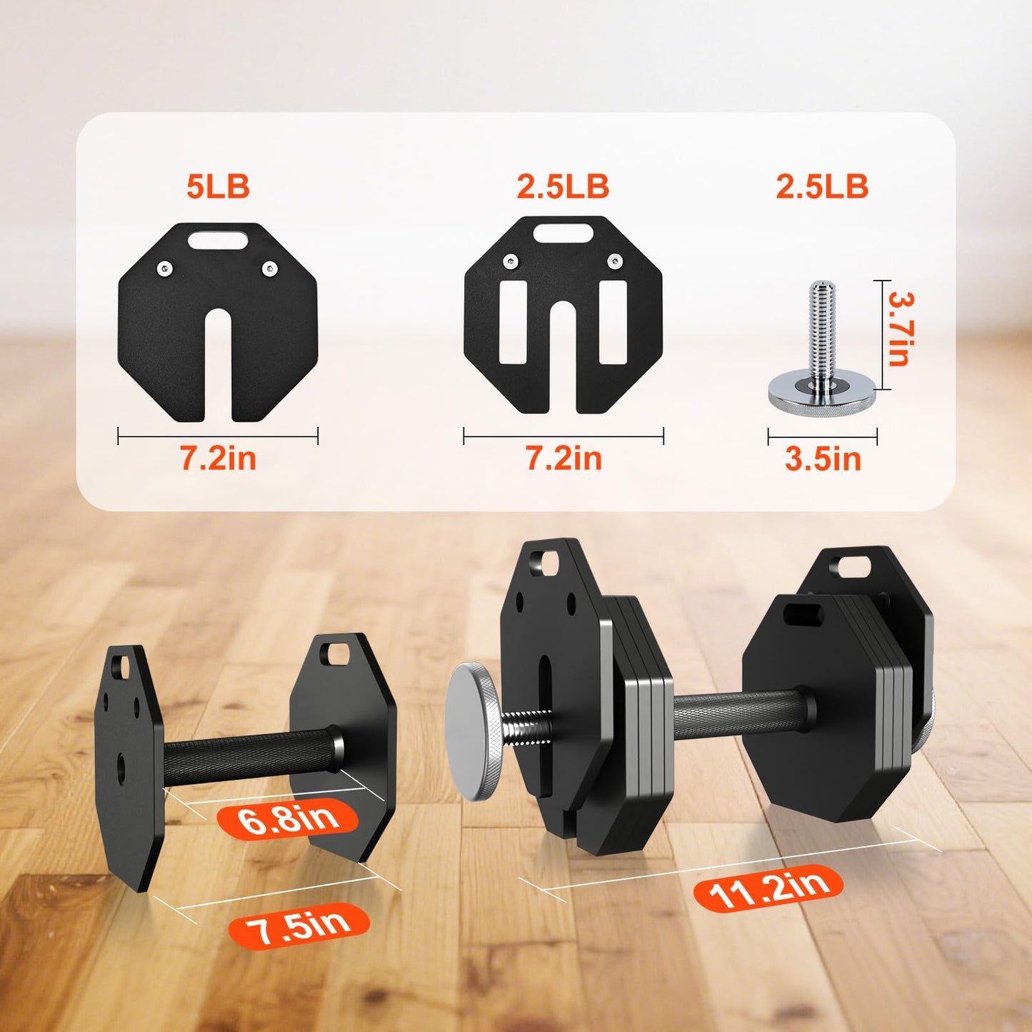 AOC PILATES Adjustable Dumbbell Sets 50lb Pairs Durable Steel Build, Free Weights Dumbbells Set with Anti-slip Handle, 5 lbs Increment, For Full Body Home Gym Workout