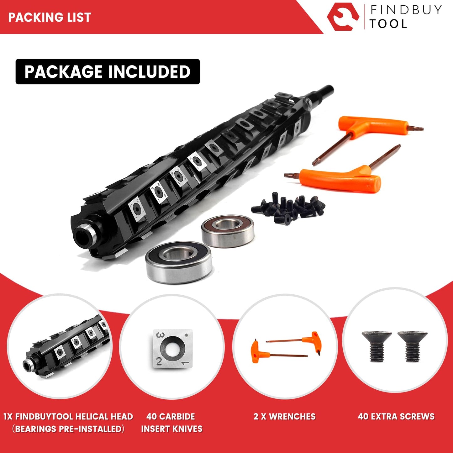 FINDBUYTOOL Helical Cutterhead for Ridgid R4331 13 Inch Thickness Planer – Smoother Finish, Reduced Noise, Minimal Tear-Out – Compatible with Hardwood and Softwood