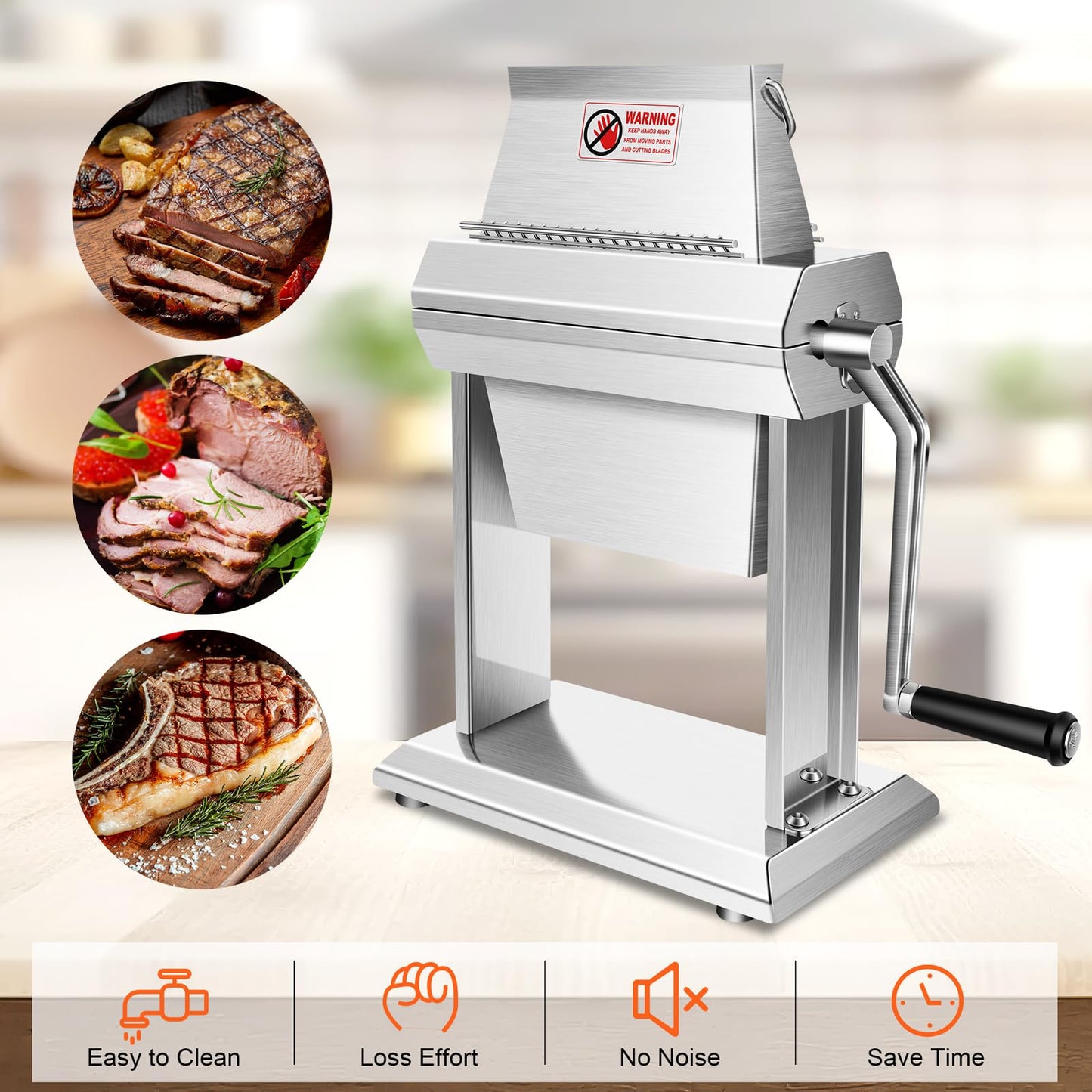 YBSVO Commercial Meat Tenderizer Machine - Heavy Duty Stainless Steel Manual Cuber with 40 Sharp Blades - Hand Crank Steak & Venison Tenderizing Tool for Butchers, Hunters & Kitchens (7" Wide Feed)