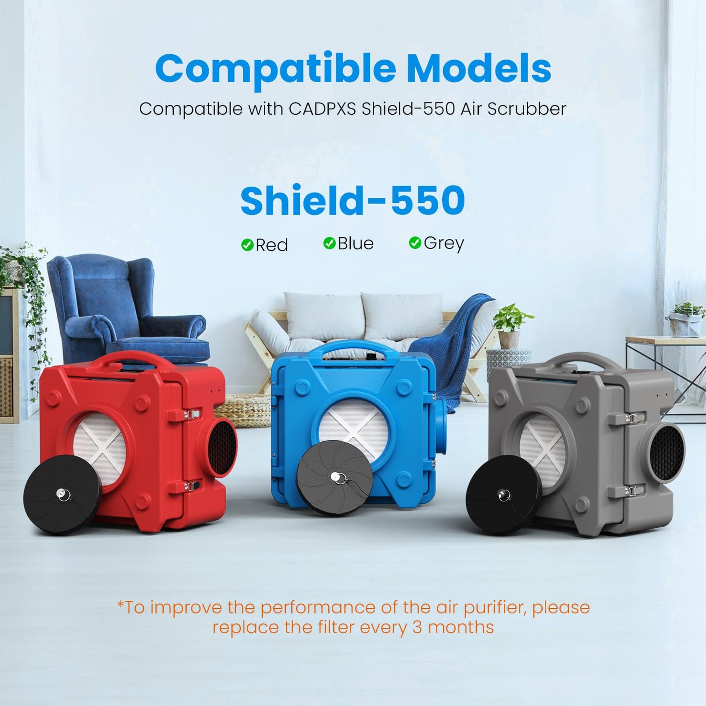 CADPXS Shield-550 Air Scrubber Red and 2 Pack MERV-10 Filters Bundle
