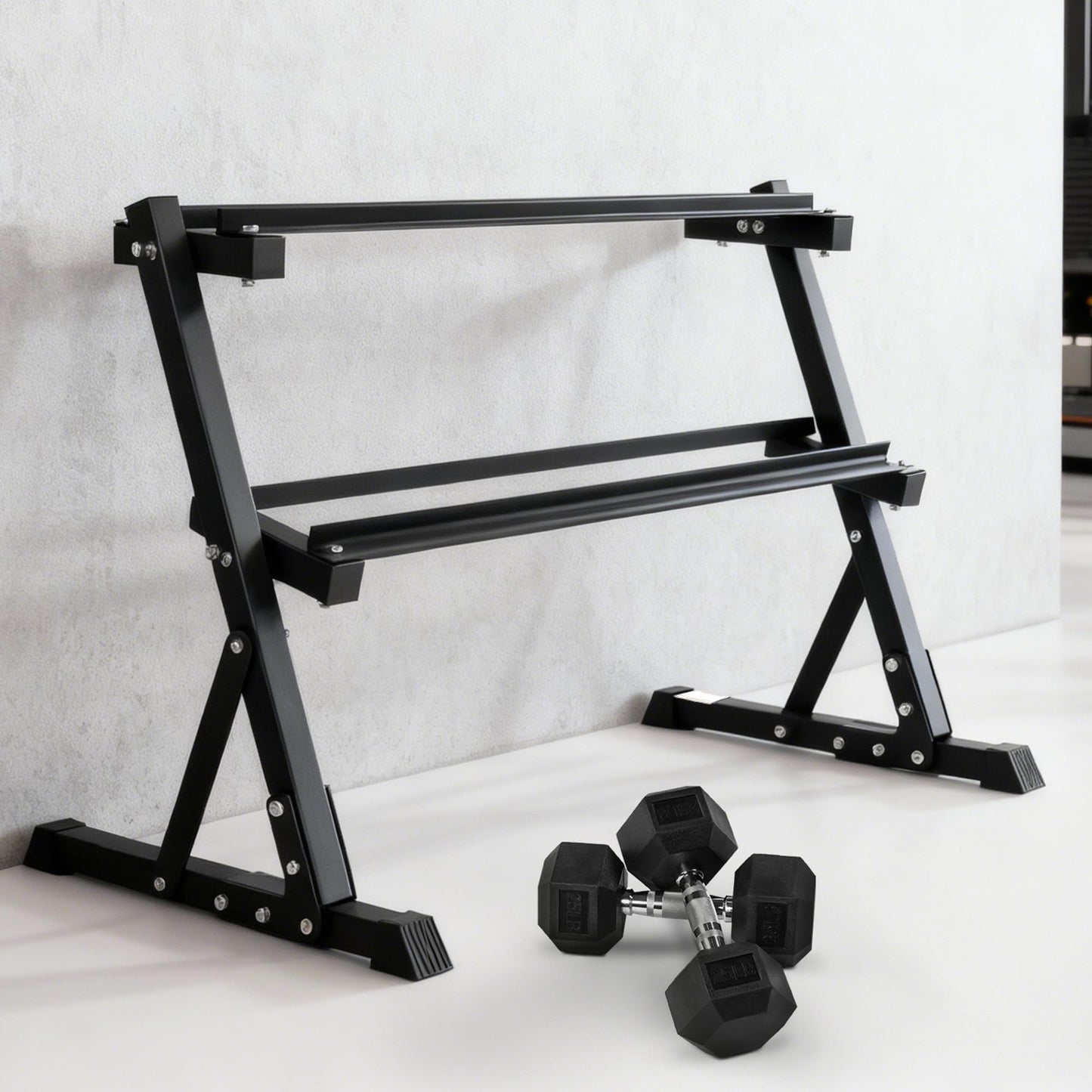BalanceFrom Dumbbell Rack Multifunctional Weight Stand for Home Gym, 25LB Pair Dumbbell with 2 Tier Weight Rack