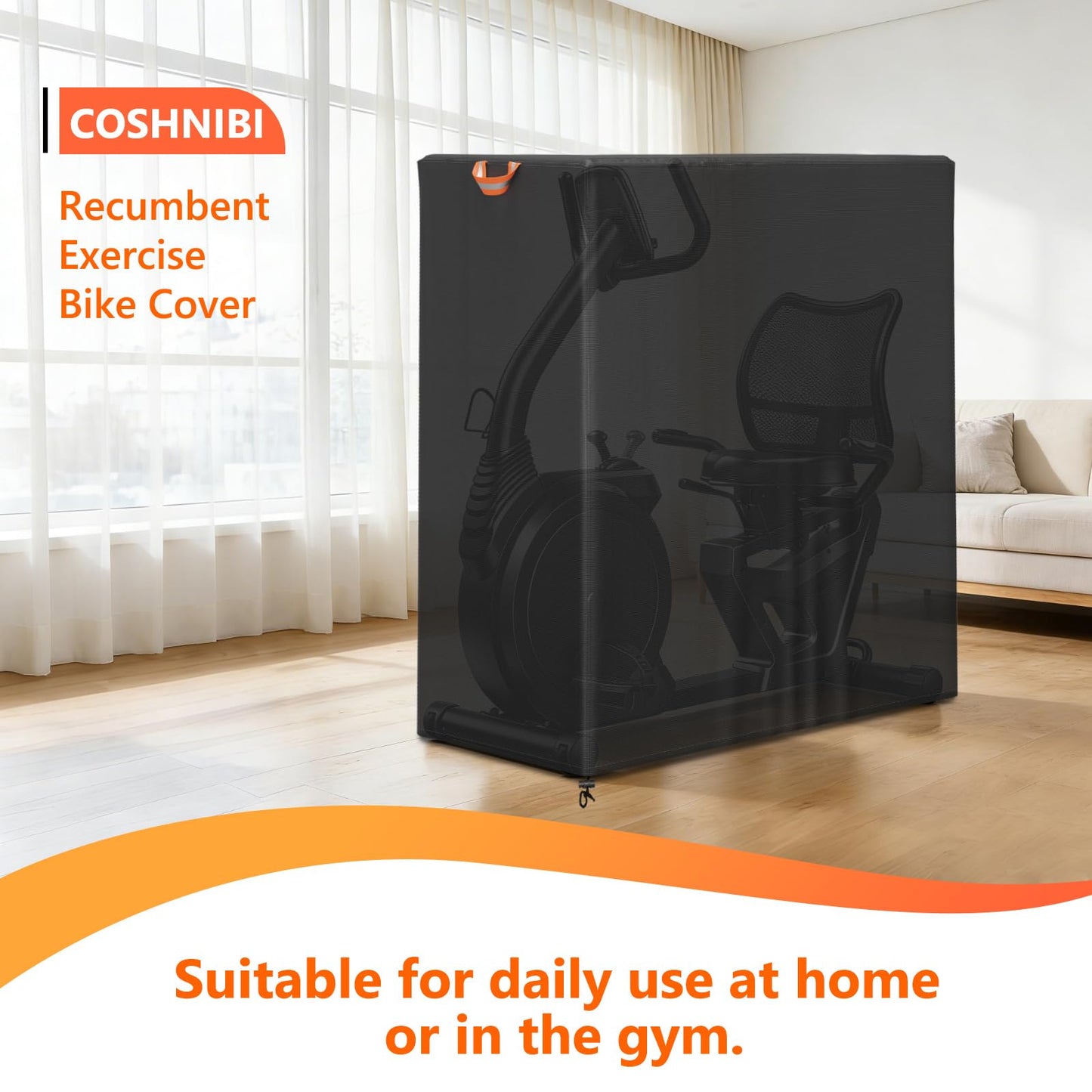 COSHNIBI Recumbent Exercise Bike Cover, Waterproof & Dustproof Cover for Recumbent Cross Trainer Stepper, Elliptical Exercise Machine Covers, 50"L x 27"W" x 47"H, All-Weather Indoor and Outdoor Use