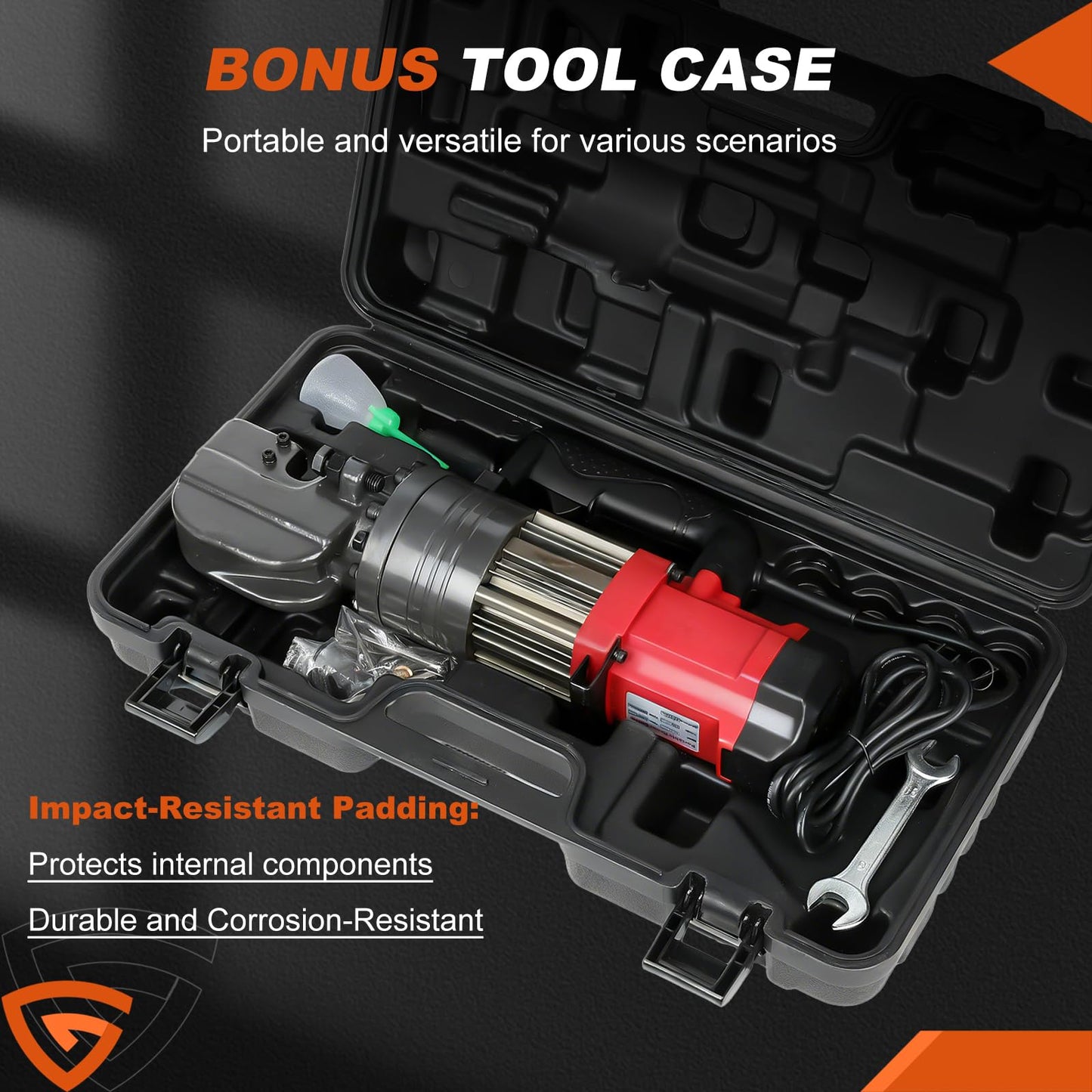 1400W Electric Rebar Cutter, 7/8" Hydraulic Portable Rebar Cutter 3-4s Cutting Speed Cuts 4-22mm #7 3/8" 5/8" up to 0.87" Rebar/Steel, RC-22,with Easy to Carry Box