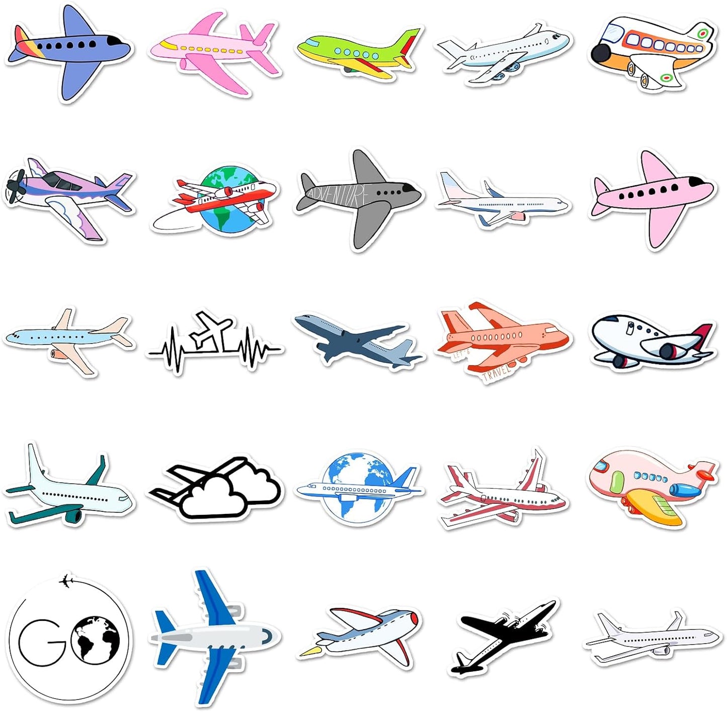 100 Set Pcs Airplane Stickers for Adults Teens, Airplane Party Supplies, Aircraft Waterproof Viny Stickers and Decals