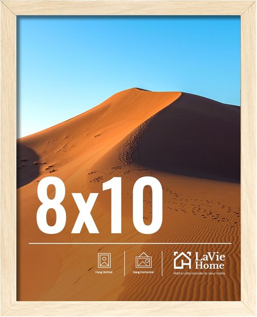 LaVie Home 8x10 Picture Frame - Classic Oak Frame with HD Plexiglas for Vertical/Horizontal Display