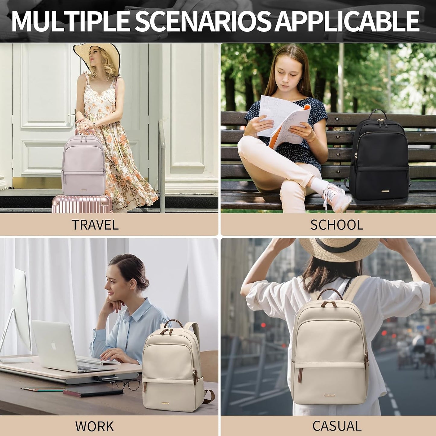 Backpack Backpack 15.6 Inch GOLF SUPAGS Laptop for Women Slim Computer Bag Work Travel College Purse Fits Notebook