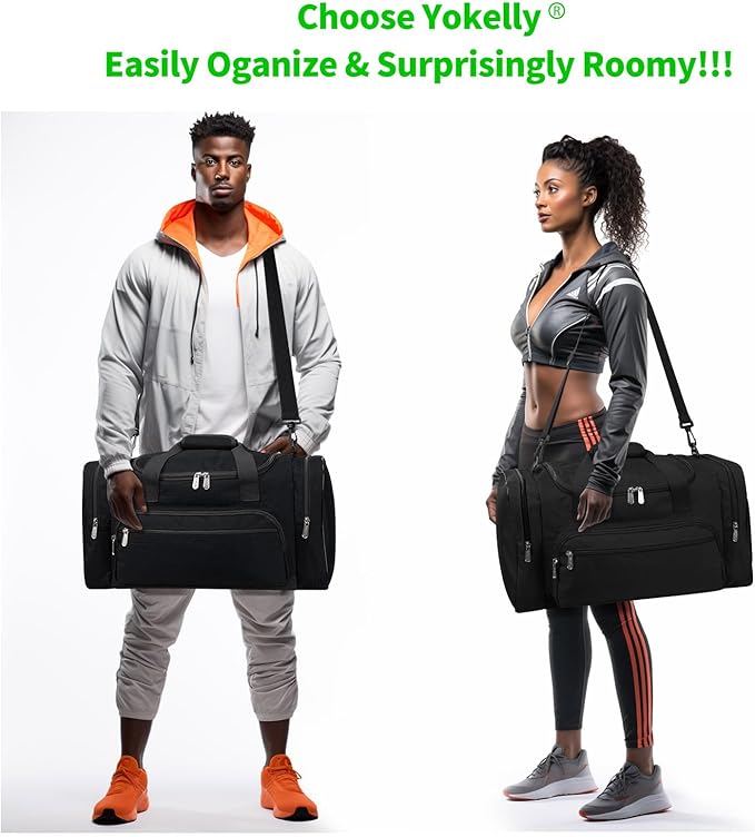 Sports Duffel Bag 22 Inch Travel Gym Duffle - Black