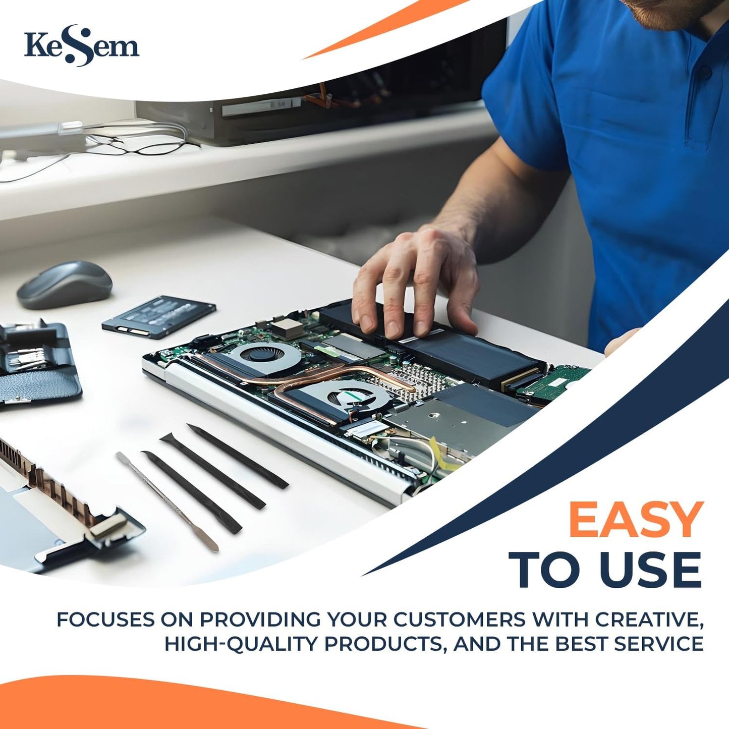 KESEM 8pcs Spudger Pry Opening Tool Kit, Plastic & Metal Spudger Prying & Open Tools for iPhone, Laptop, iPad, Cell