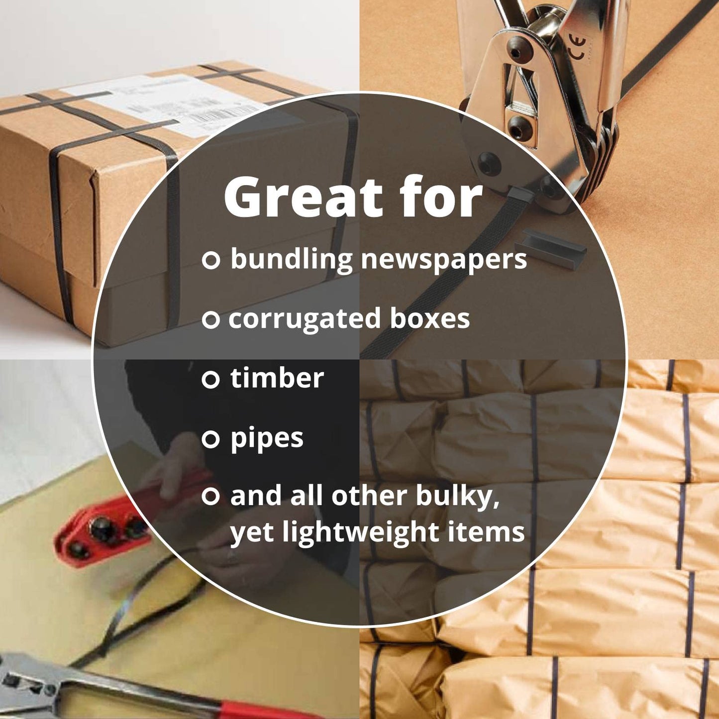 IDL Packaging 1/2" x 7200' Hand Grade Polypropylene (PP) Strapping Roll of 16" x 6" Core Size, 600 lbs Break Strength - Lightweight and Affordable Poly Banding - Flexible Packing Straps