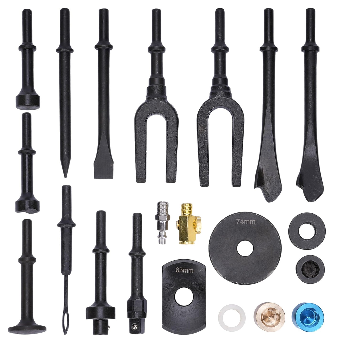MYOYAY Air Hammer with 19-Piece Tool Plus Set, Air Chisel Hammer Heavy Duty, Multifunctional Pneumatic Hammer Kit with Quick Change Retainer, Carrying Case, 2100 BPM