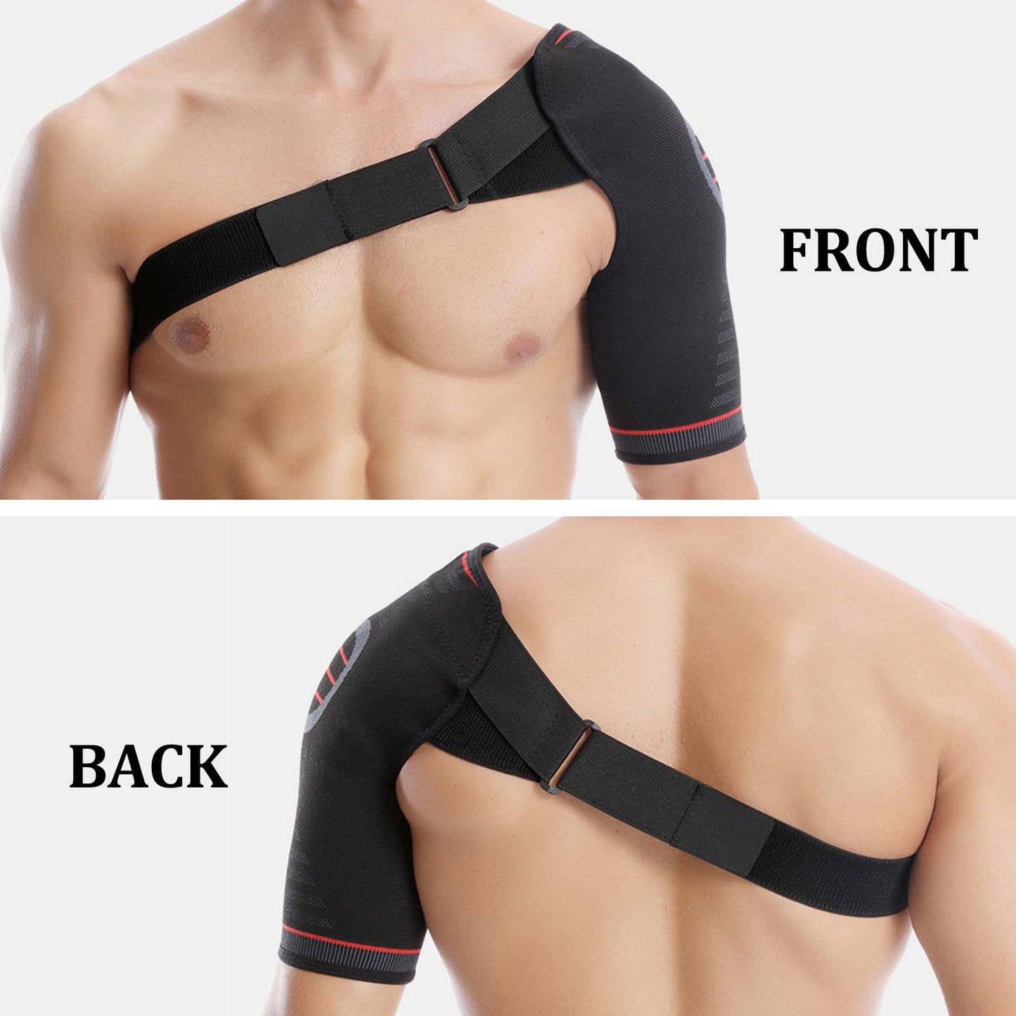 Giococo Adjustable Shoulder Brace for Women & Men,Shoulder Pain Relief & Sports Protection，Rotator Cuff Compression Sleeve With replacement straps -One Size Fits Most (Black)
