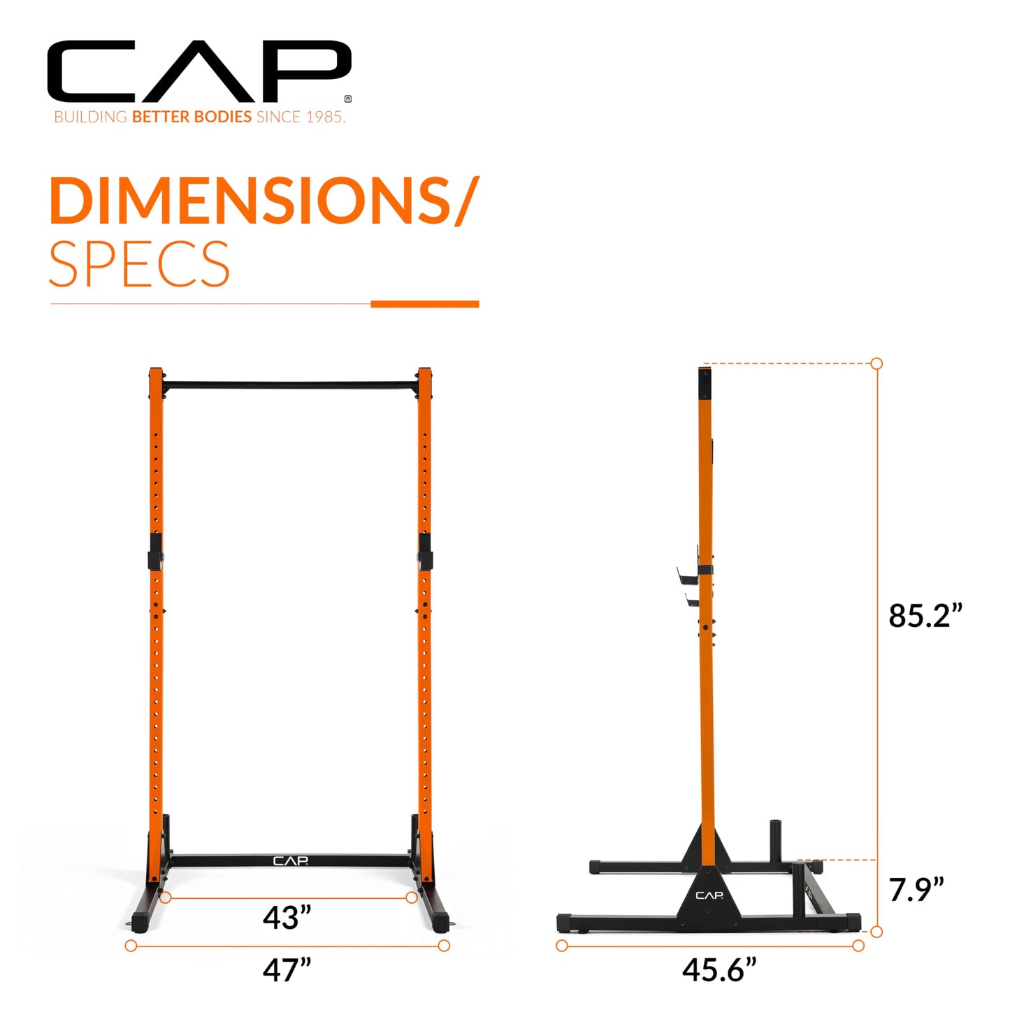 CAP Barbell Power Rack with Pull Up Bar & Attachments - Squat Rack & Strength Training Power Cage for Home Gym - Orange