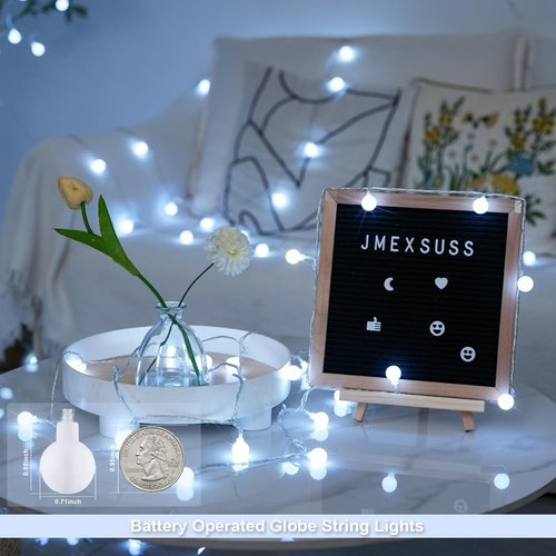 JMEXSUSS Globe String Lights - 100 LED Waterproof Fairy Lights | 33FT Battery Operated with Remote for Indoor & Outdoor Decor