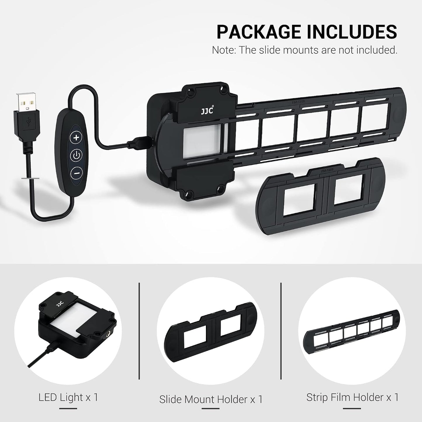 JJC 35mm Set 35mm 10 Film Digitizing LED Light for Negatives Copying with Film Strips & Slides Holder, Levels