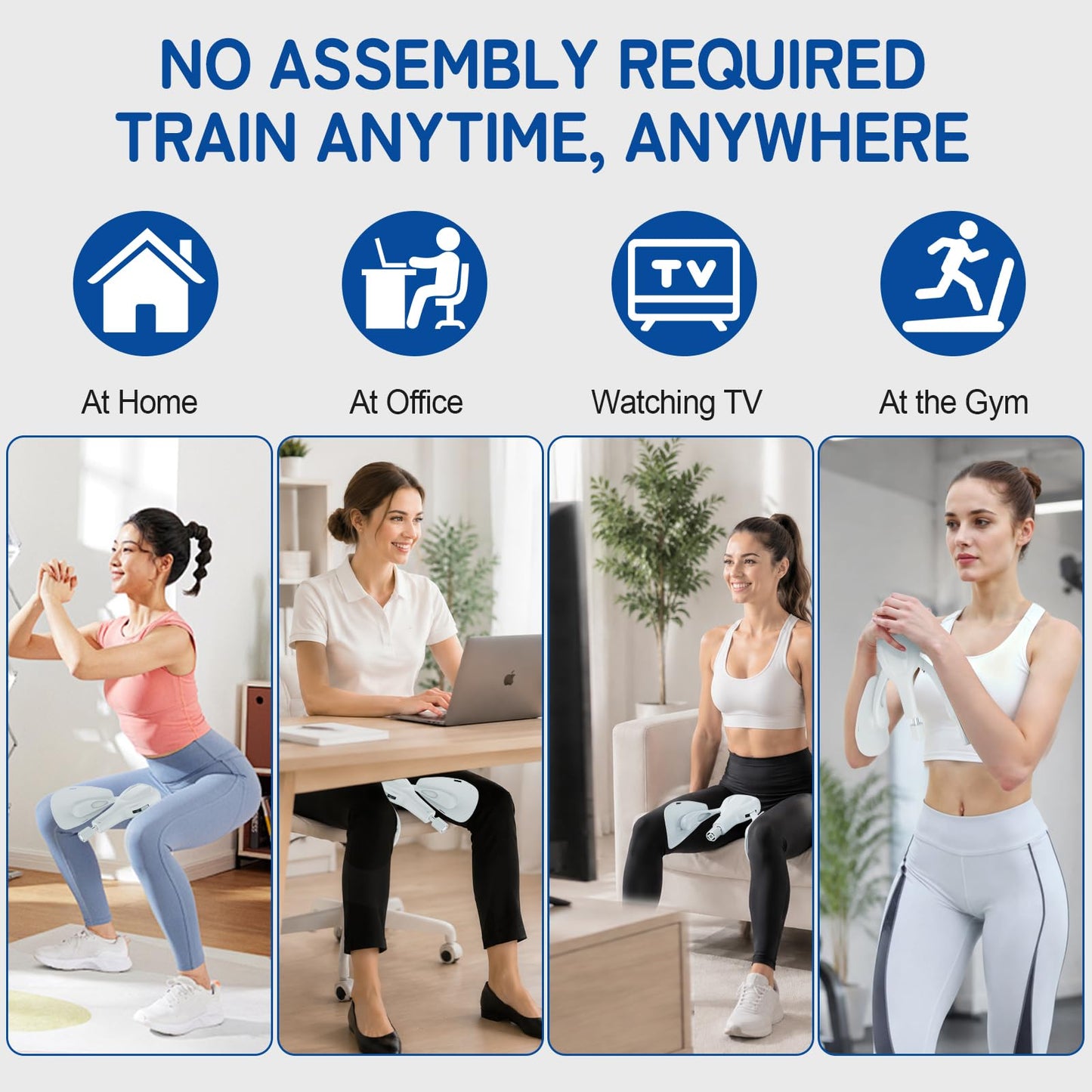 Pelvic Floor Exercise Devices 77 lb Adjustable Kegel Inner Thigh Exerciser and Hip Trainer Workout Equipment for Home Postpartum Recovery Women Men, with Band, Grey