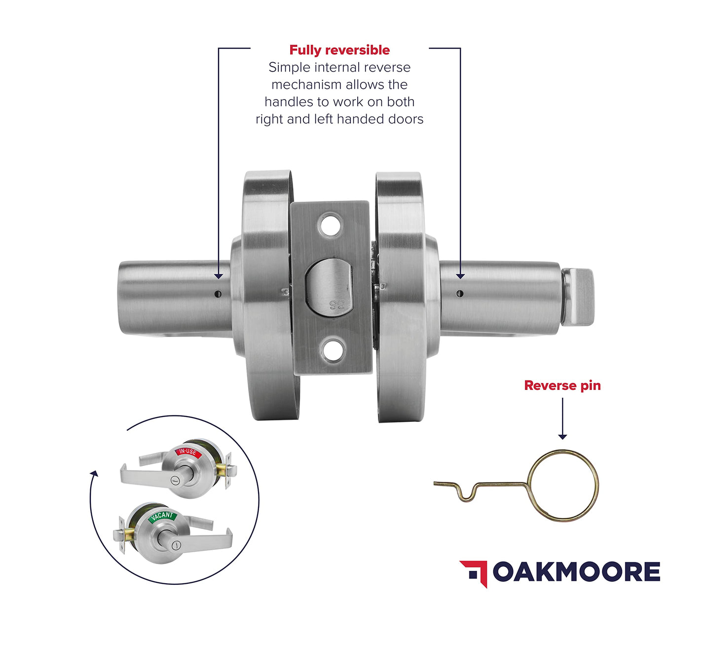 OAKMOORE Commercial Door Handle | Vacant Occupied & Commercial Restroom Lock for Public Bathroom & Industrial Buildings