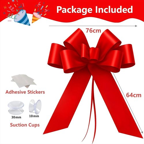 Big Car Bow - 30 Inch Giant Red Bow for Cars | Perfect for Birthdays, Weddings & Holidays