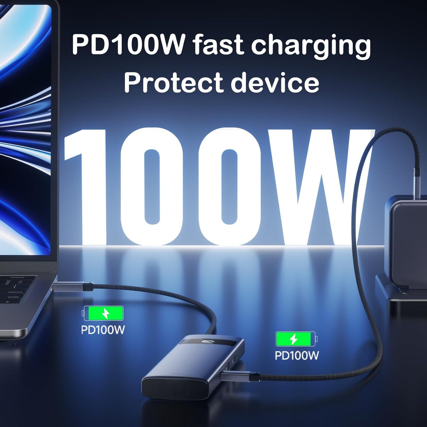 DiamondTiger 7 1 4K@30Hz 10Gbps 100W in Docking Station,USB C Hub HDMI Display, USB-A/C Data Ports, PD,TF/MicroSD Card