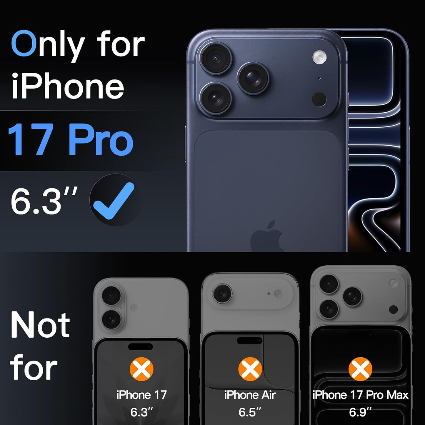 17 6.3" 2-Pack JETech Full Coverage Screen Protector for iPhone Pro, AR Anti-Reflective Coating, Black Edge Tempered