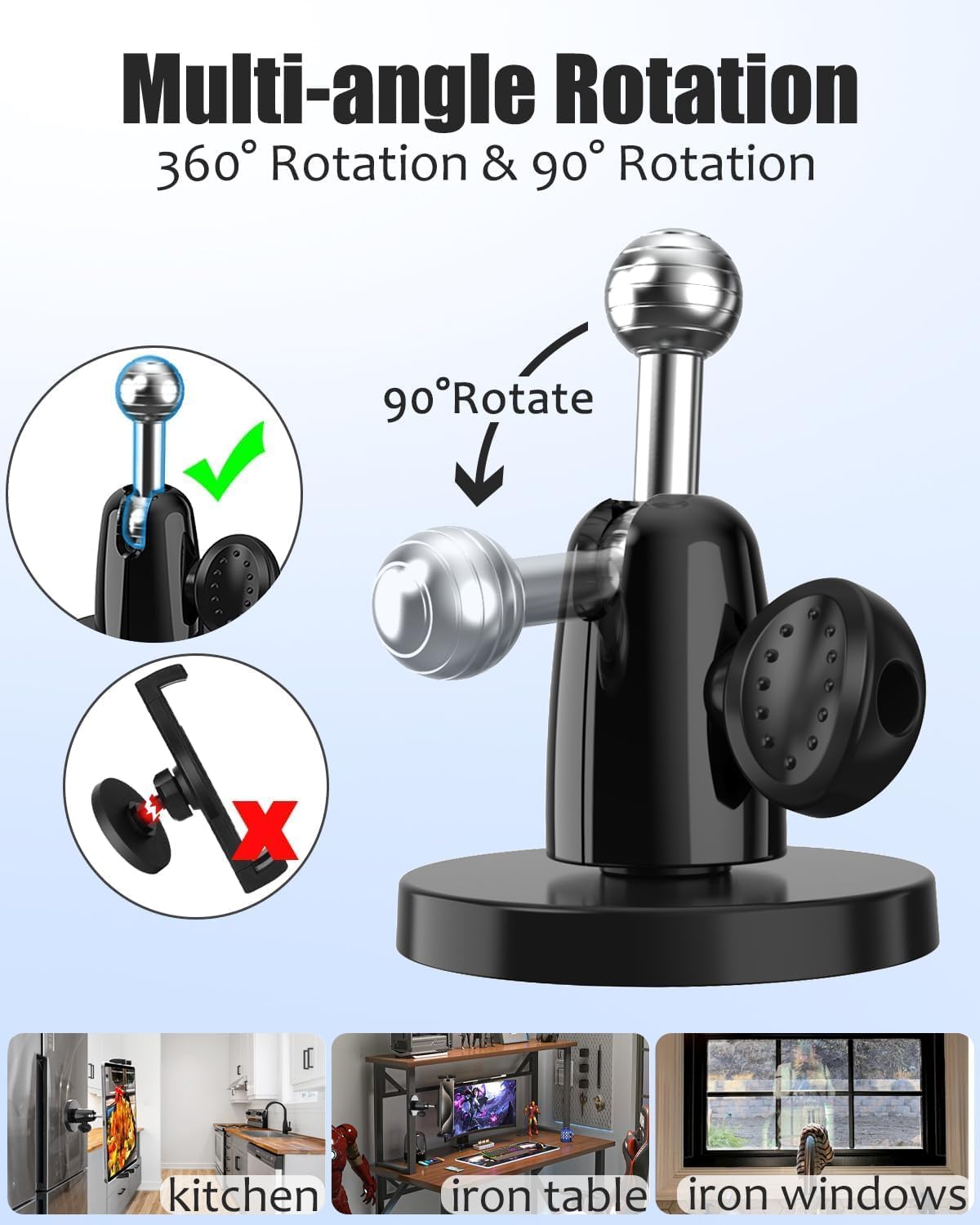 Charchendo 17 16 15 14 13 12 4-7" Magnetic Portable Metal Phone Mount for Tractor [Powerful Magnet], Phone Holder