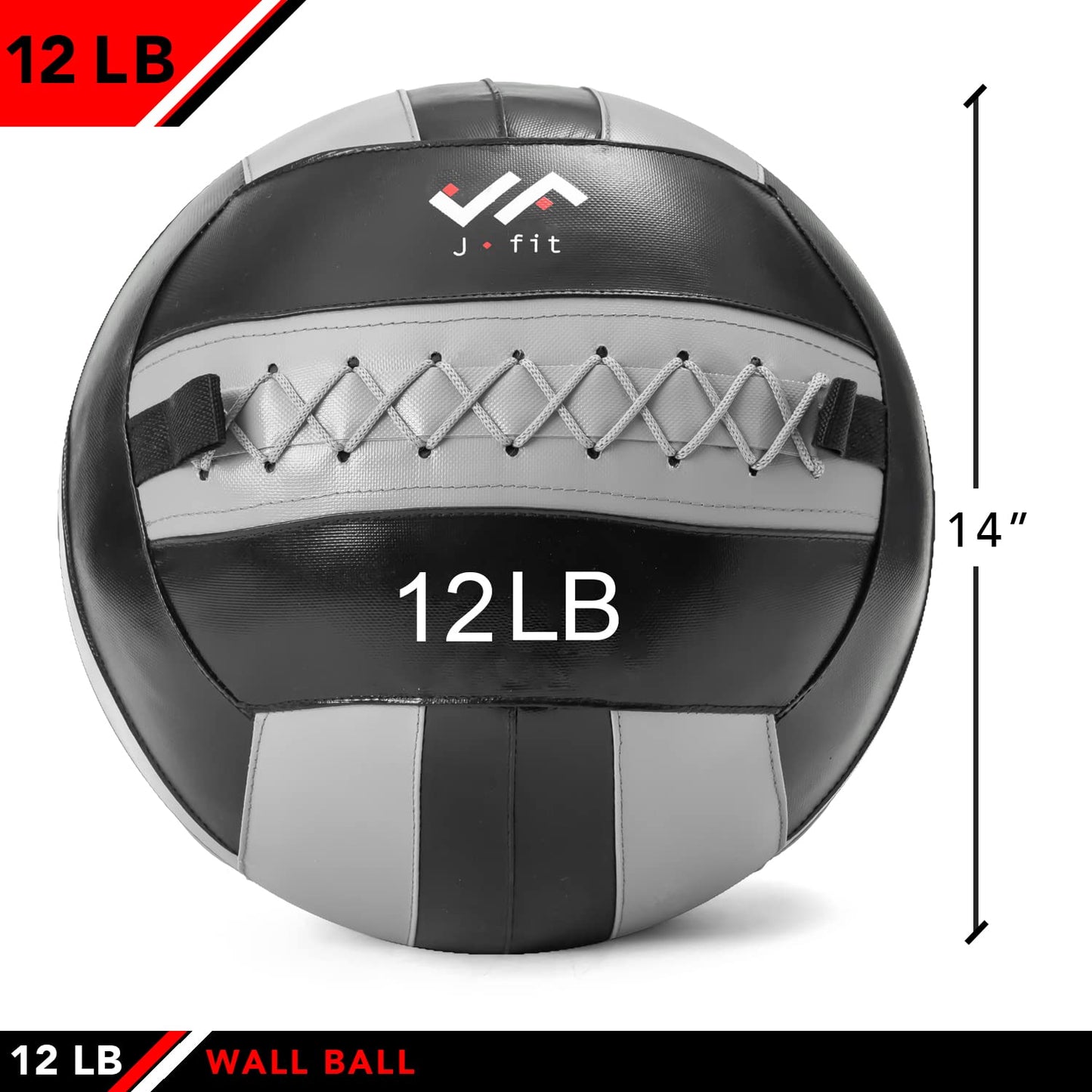 JFIT Wall Ball, 12 LB, Gray/Black