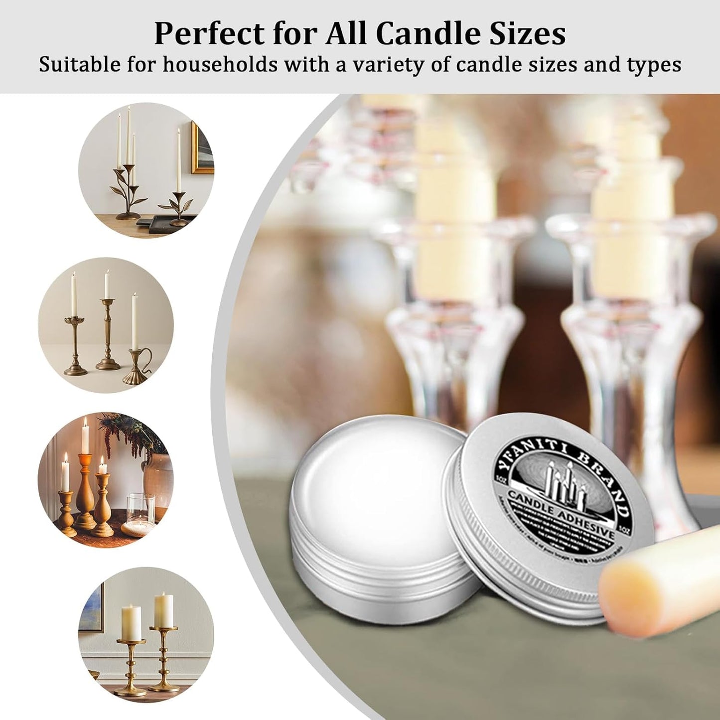 Skiennix Candle Adhesive - 3 oz Taper Candle Glue for Secure Candlestick Hold | Essential Candle Accessory