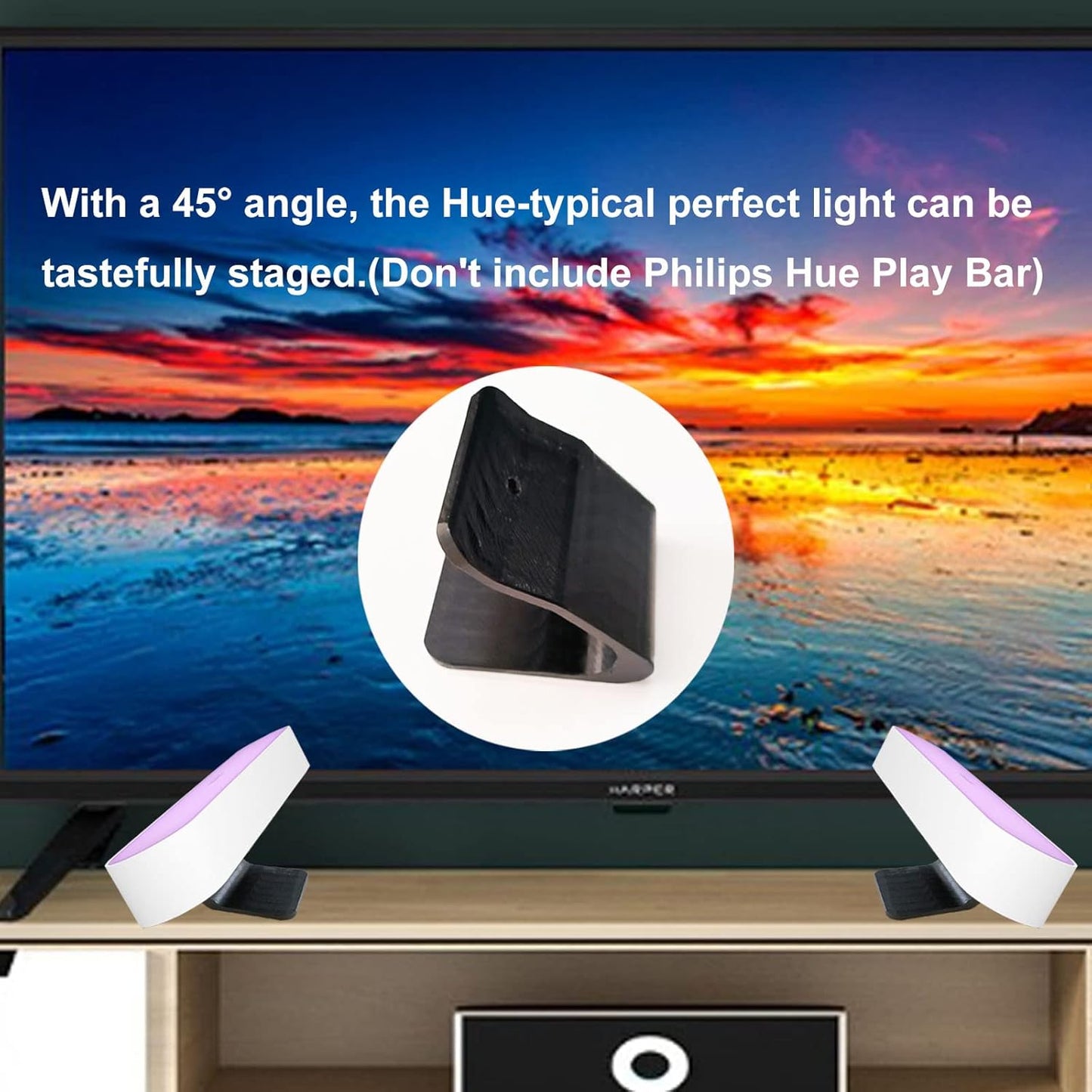 Light,2 PIAOLGYI Stand for Philips Hue Play Bar with Screw,Holder for Philips Hue Play White & Color Smart Pcs(Black)