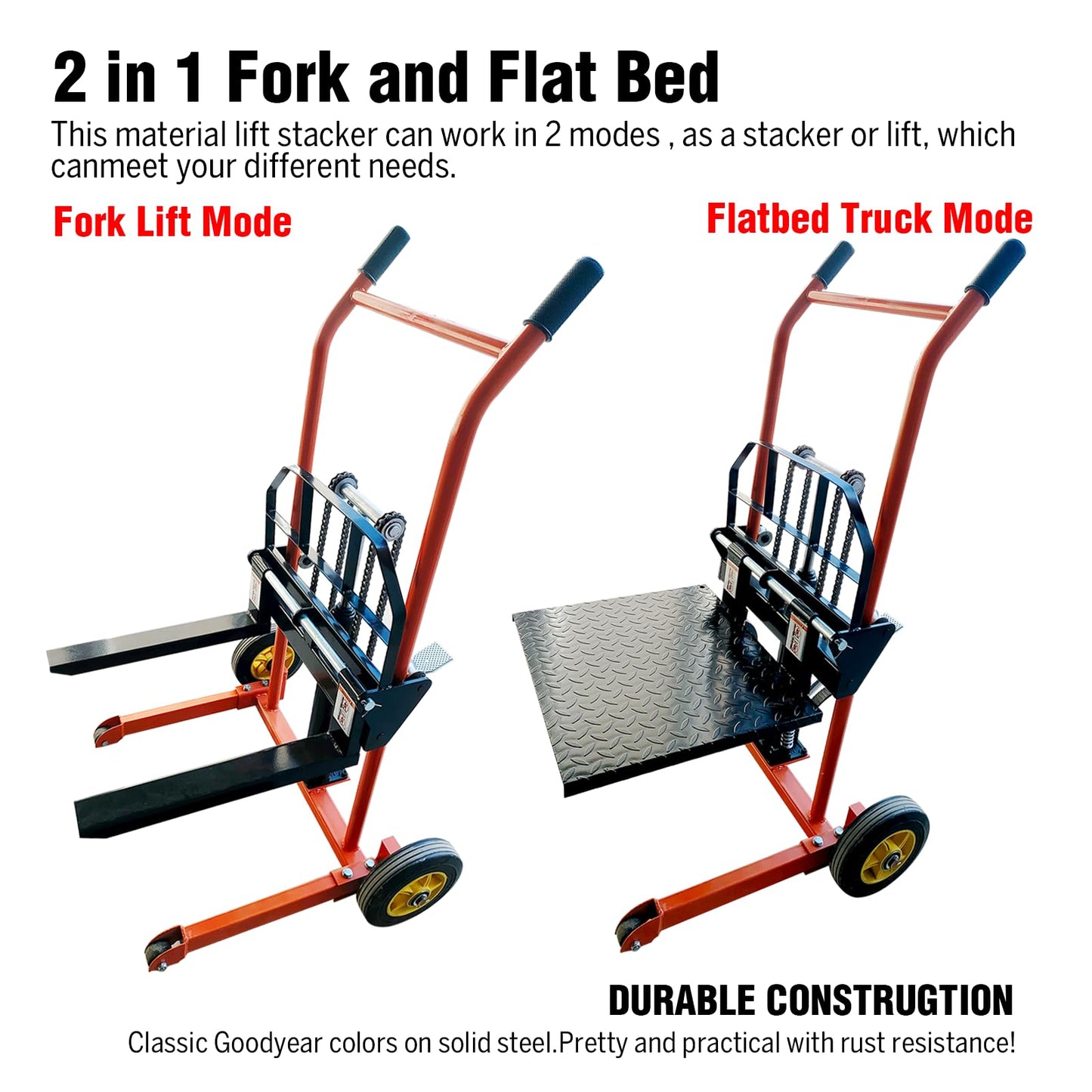 Hydraulic Material Lift Winch Stacker,440 Lbs Pallet Truck Dolly,Lift Table,Compact & Portable Hydraulic Winch for Construction,Warehousing,and DIY Projects