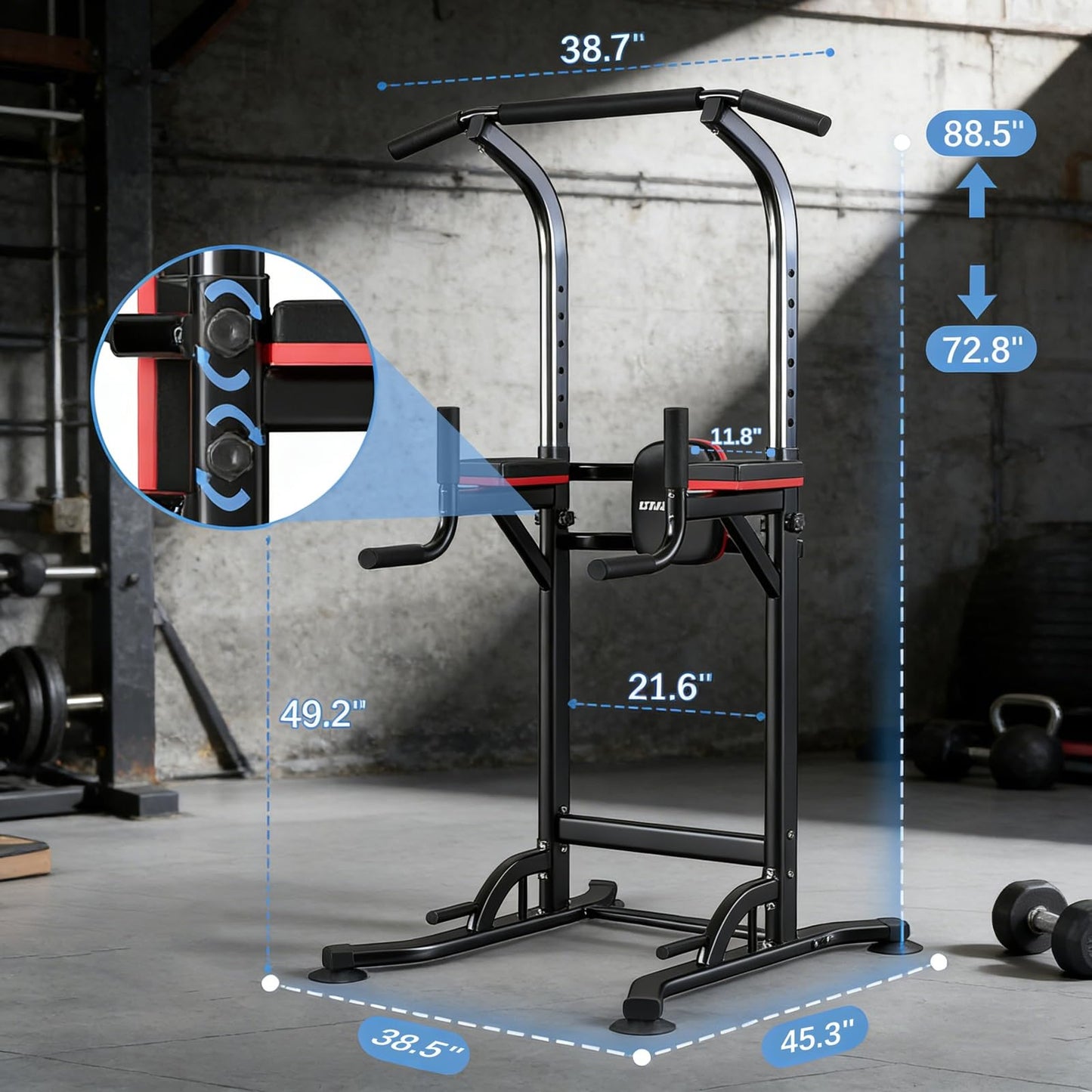 ZENOVA Pull Up Bar, Multi-Function Power Tower Dip Bar Stand Station, Strength Training Workout Fitness Equipment Home Gym Machine