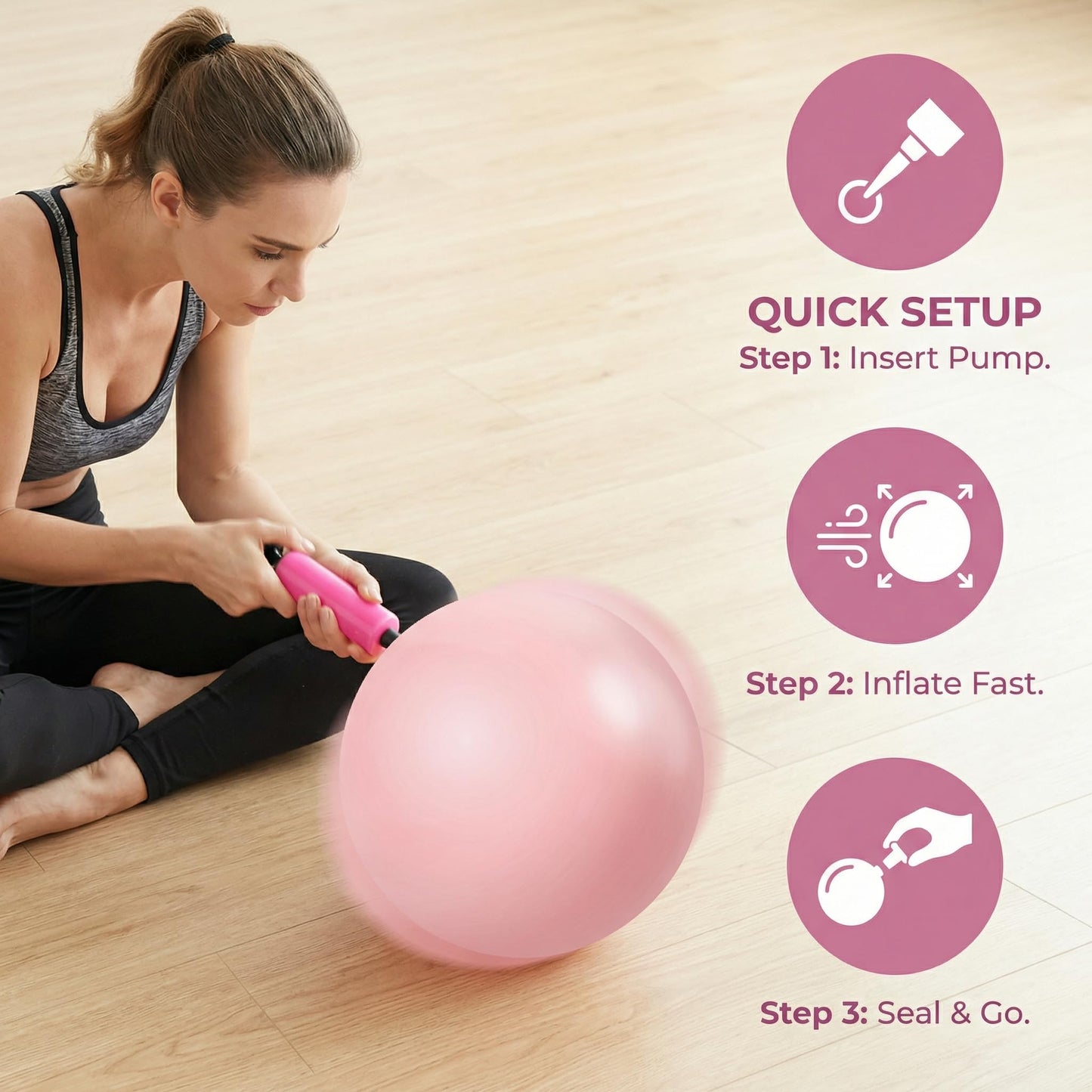 DxnuZro 9 Inch Pink Pilates Ball, Exercise Stability Yoga Ball Small Exercise Ball with Air Pump for Core Workout, Balance Training, Home Gym, Office, Physical Therapy
