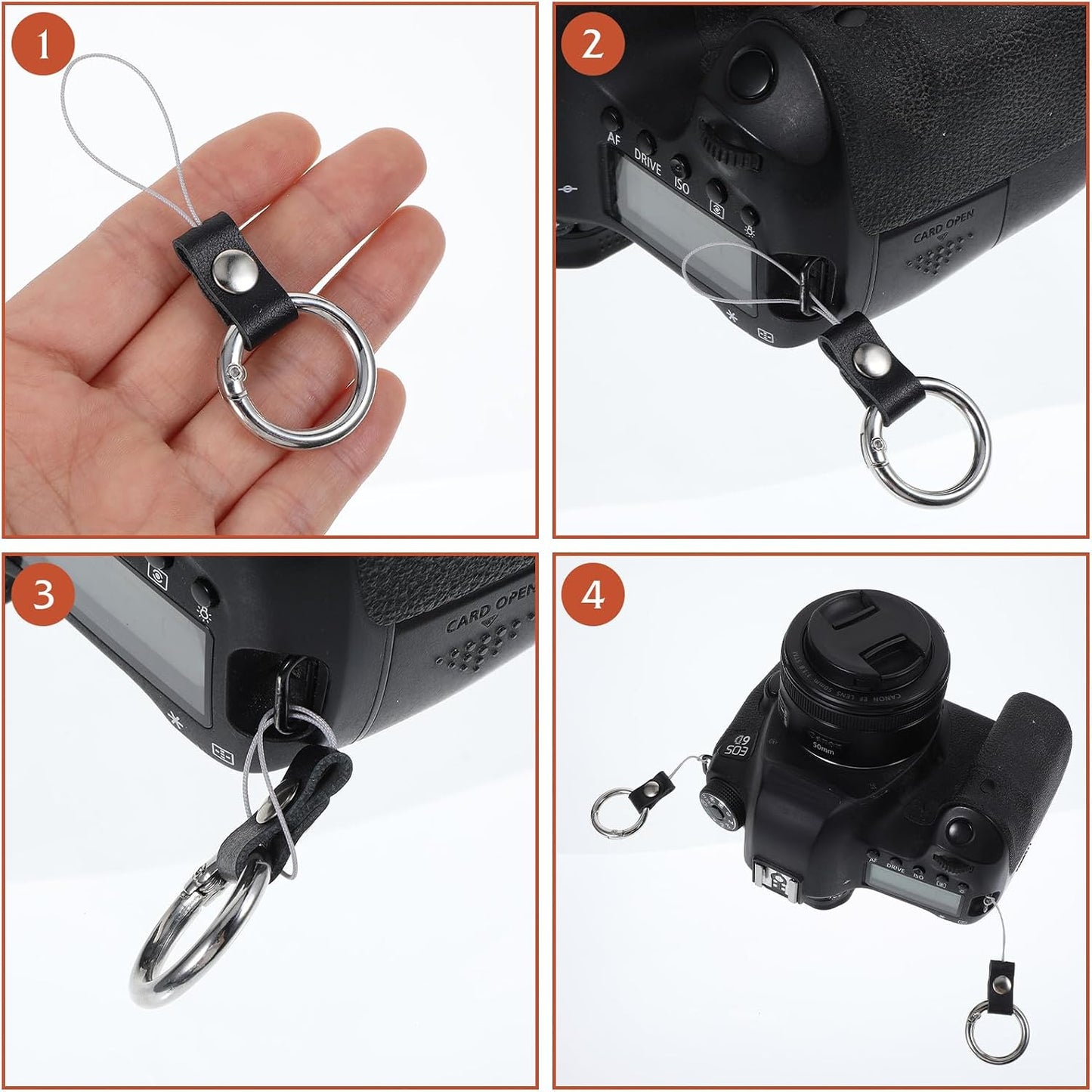 Yuanchu 2Pcs Camera Strap Quick Release Loops Connector, Camera Strap Metal Loop Connectors Connect Adapter Connection