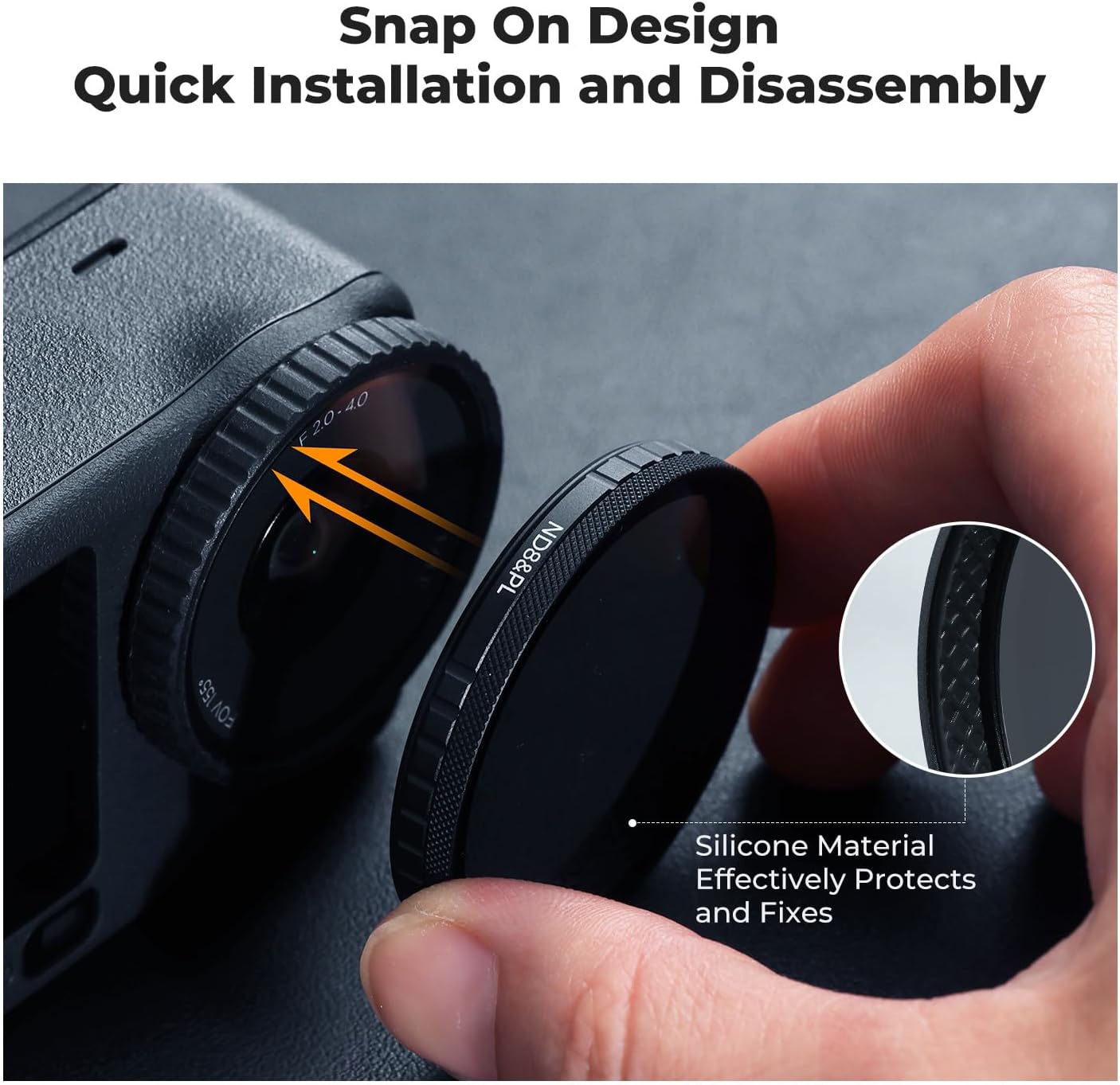 K&F CONCEPT 6, 4 Pack (ND8/PL ND16/PL ND32/PL ND64/PL) CPL ND Filter Kit Compatible with DJI Osmo Action Hybrid Neutral