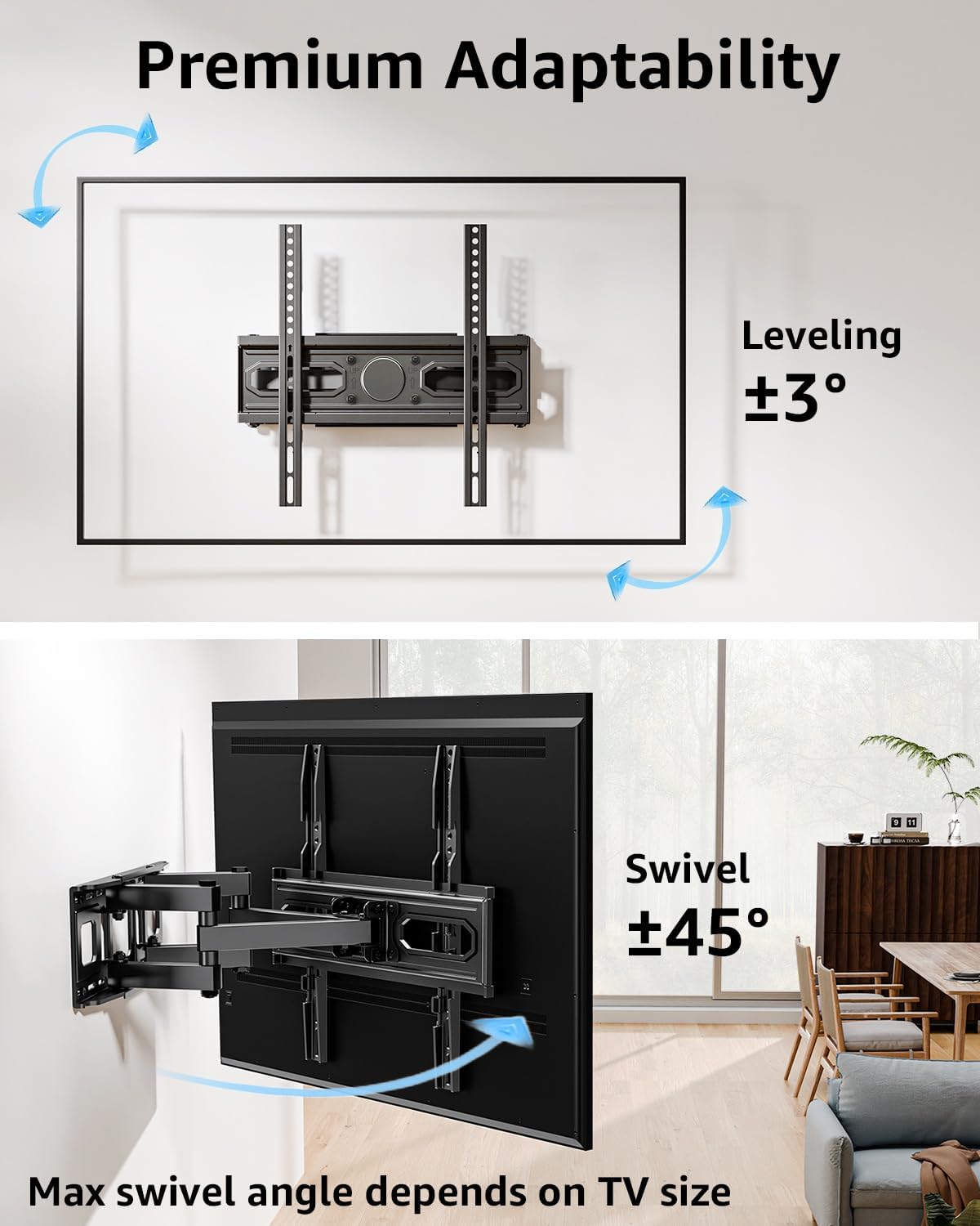 MOUNTUP 32-65 inch Screen/LED/4K 16 400X400mm, 99lbs EconoMe TV Wall Mount for Most Flat TVs, TV Mount with Swivel
