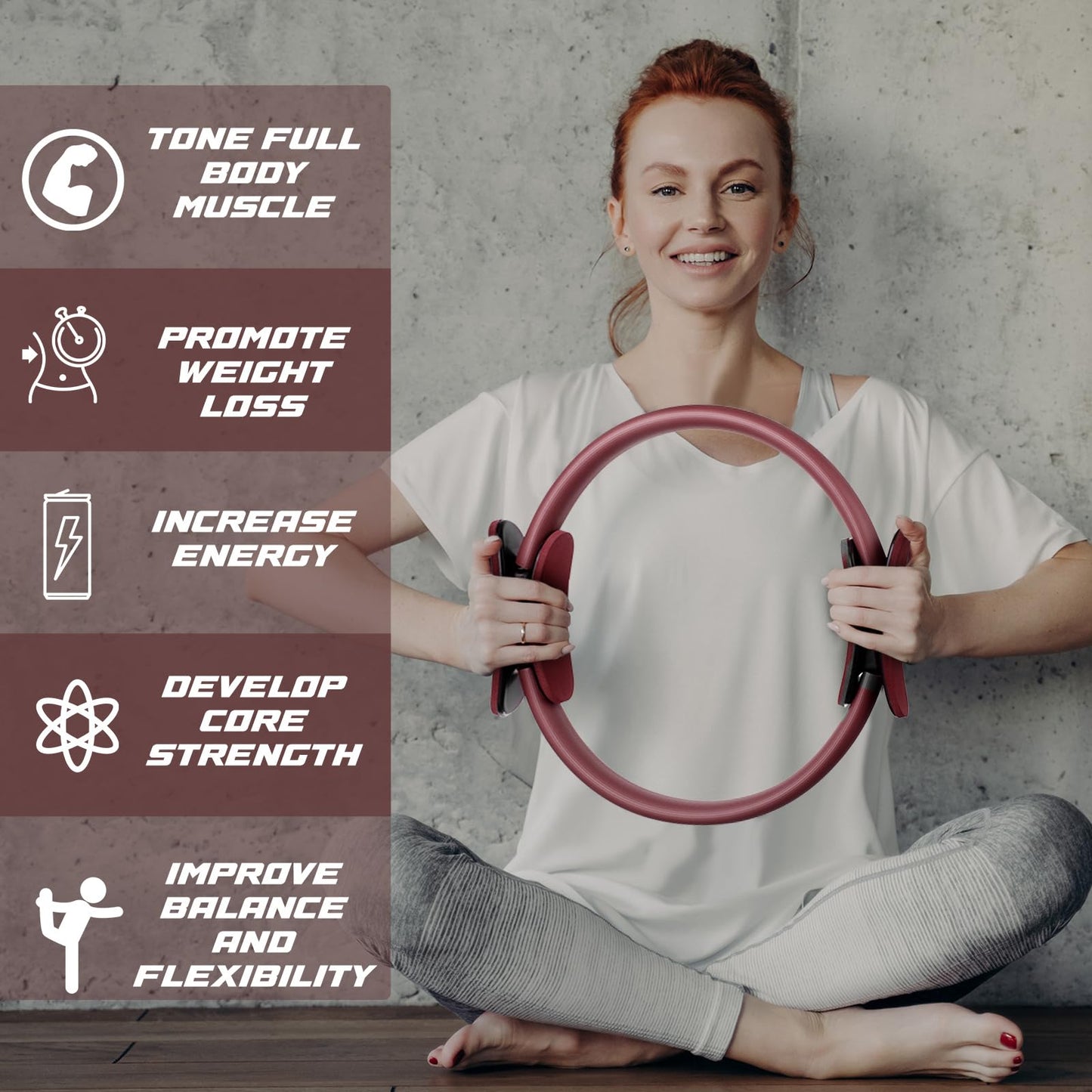 Syhood Pilates Ring 11. 81 Inch Pilates Circle Yoga Ring Magic Lightweight Flexible Workout Equipment for Fitness Physical Therapy Resistance Exercise Arms Legs (Light Brown,6 Pcs)