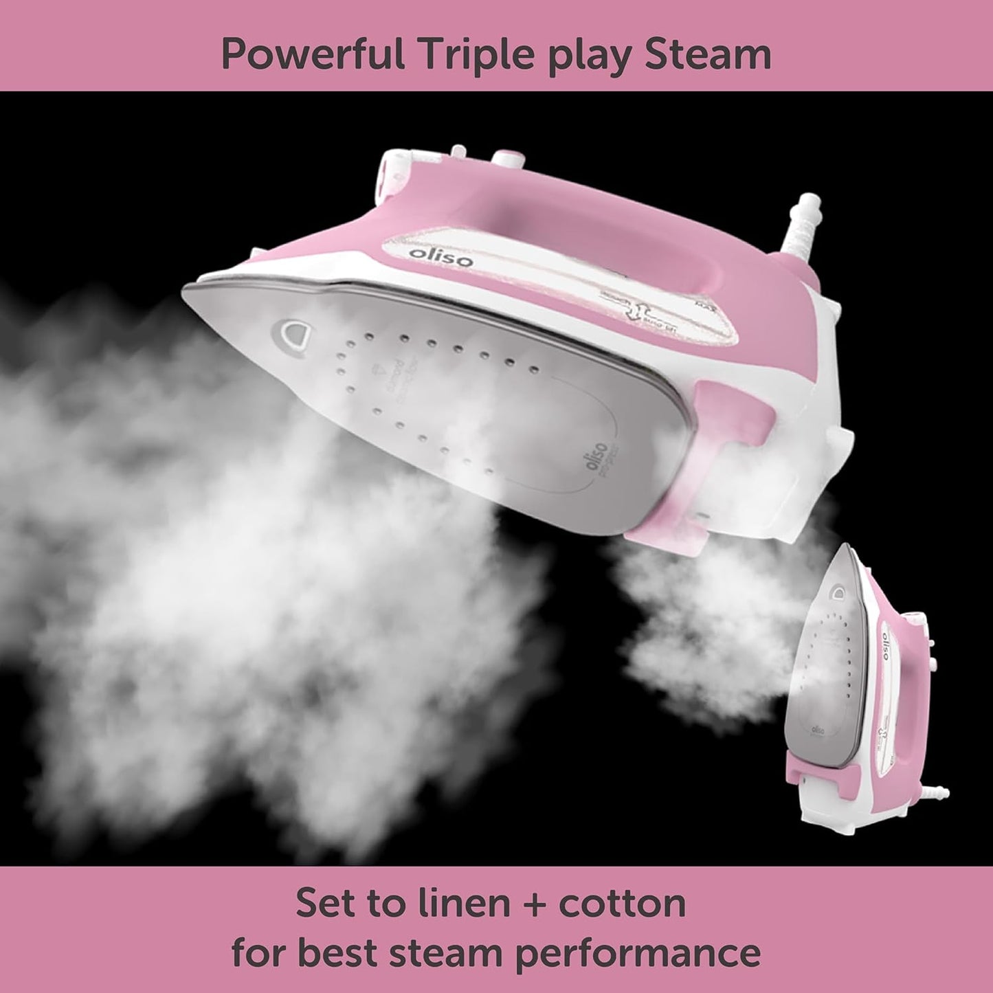 Oliso TG1600 ProPlus Smart Iron - 1800 Watt Steam Iron with Auto-Lift & Diamond Ceramic-Flow Soleplate | Rosé