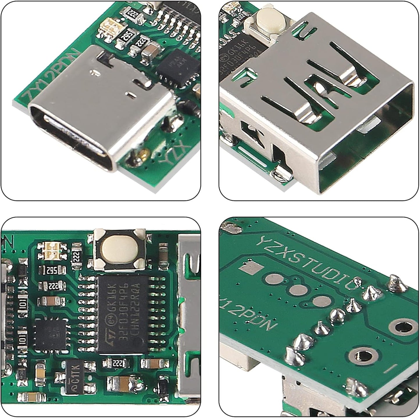 ATNSINC 2PCS PD2.0 3.0 PD3.0 (ZY12PDN Type-C USB-C to DC Decoy Fast Charge Trigger Polling Detector Module with USB)